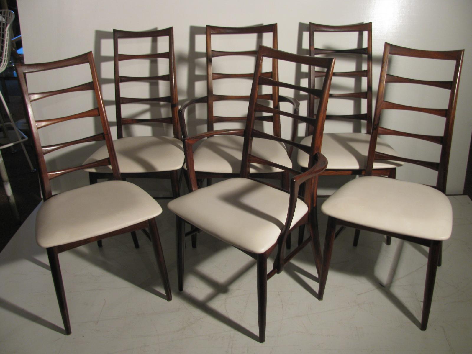 Set of Six Midcentury Danish Modern Rosewood Dining Chairs by Niels Koefoed 1