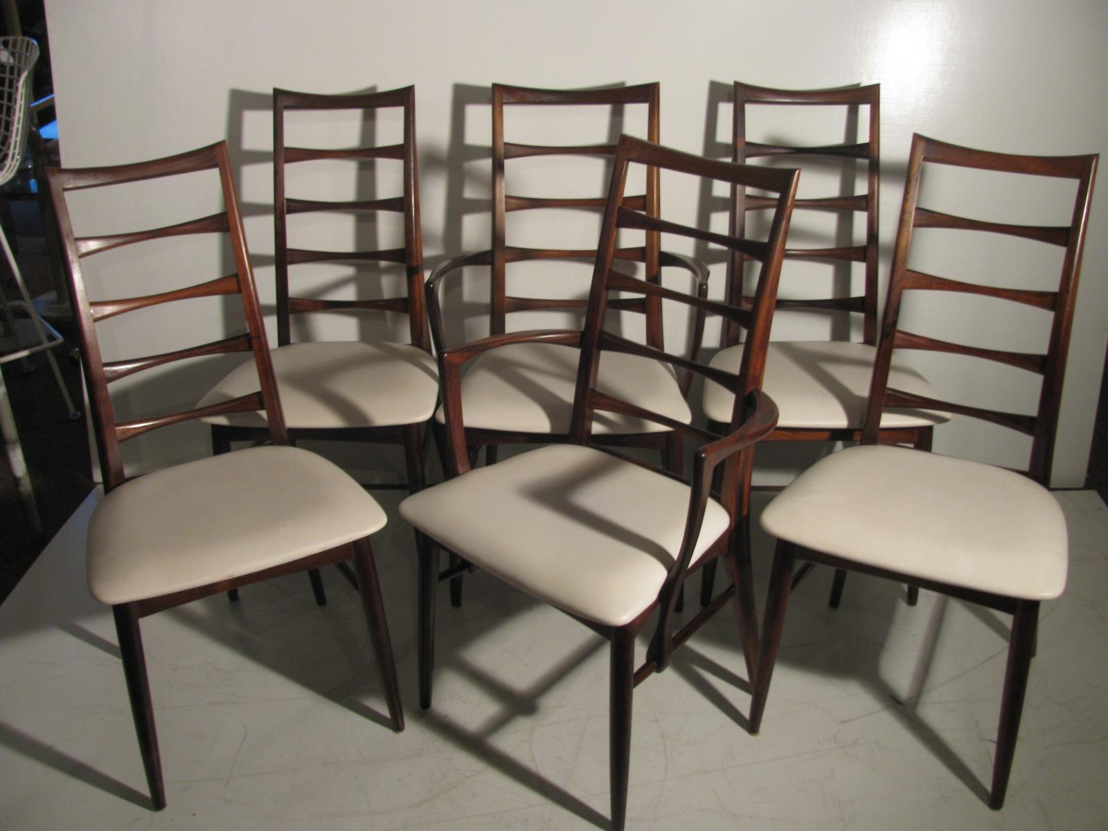 Set of Six Midcentury Danish Modern Rosewood Dining Chairs by Niels Koefoed 2
