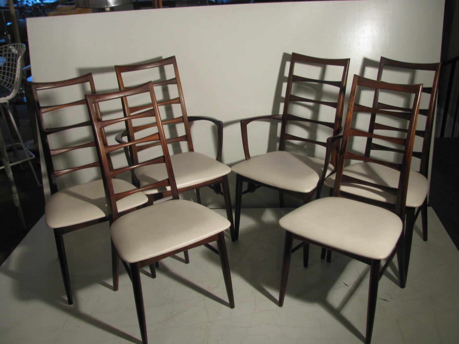 Set of Six Midcentury Danish Modern Rosewood Dining Chairs by Niels Koefoed 3