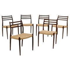 Used Set Of Six Mid Century Danish Niels Moller Model 78 Rosewood Dining Chairs