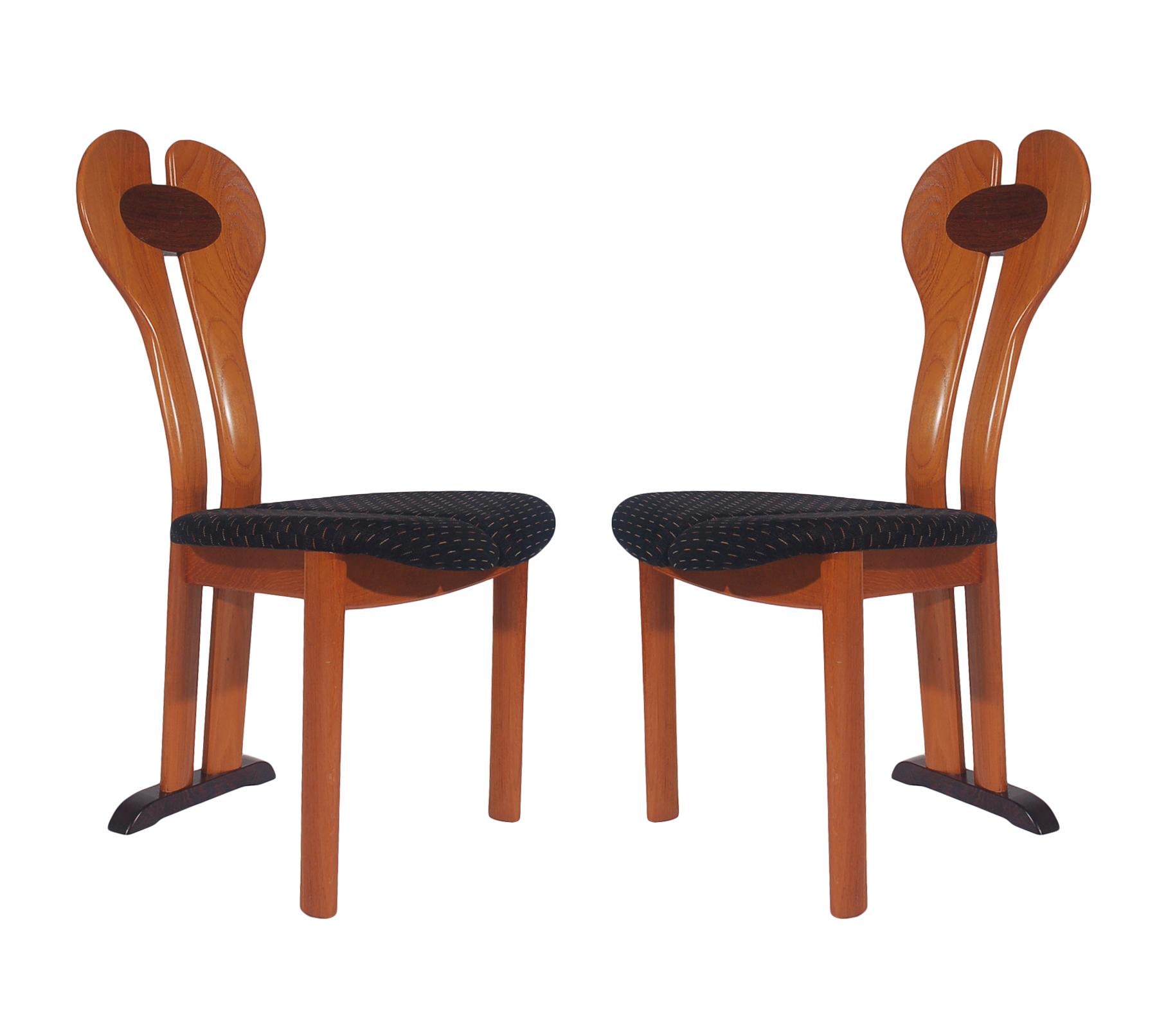 Set of Six Midcentury Danish Postmodern Dining Chairs in Teak and Rosewood 2