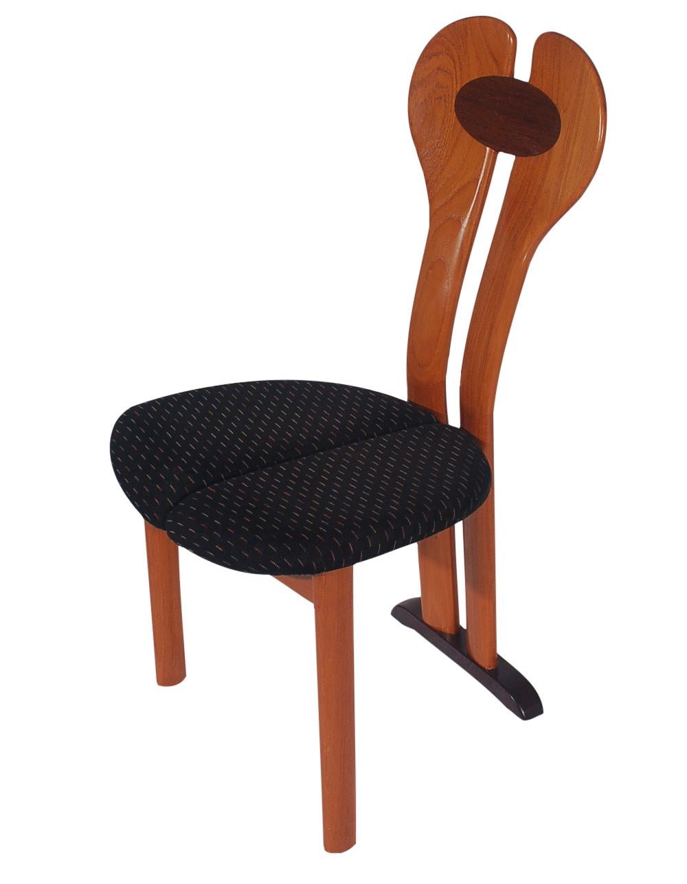 Set of Six Midcentury Danish Postmodern Dining Chairs in Teak and Rosewood 3