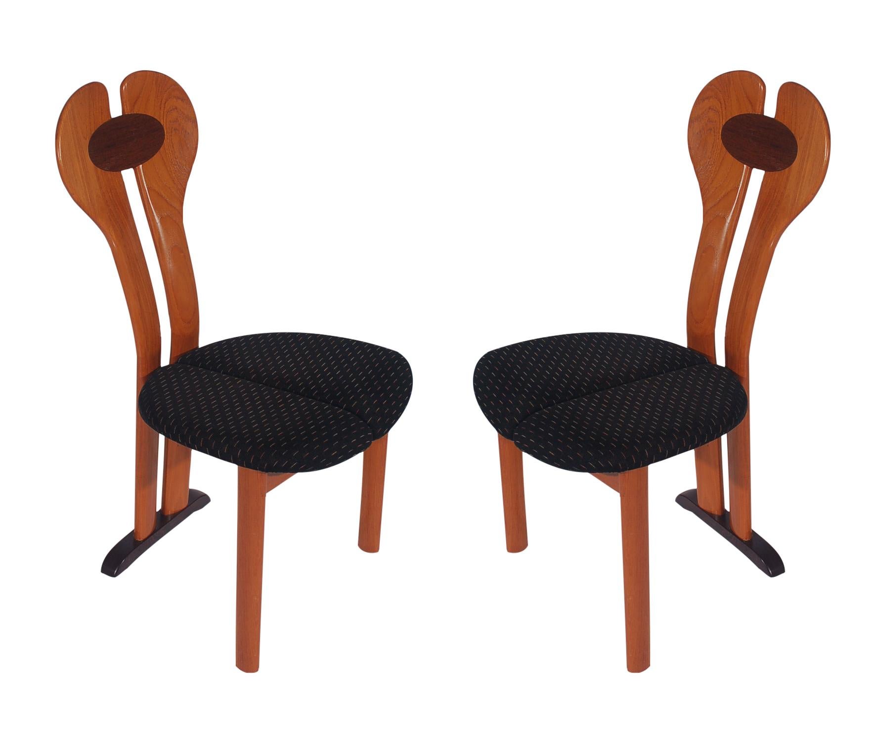 Set of Six Midcentury Danish Postmodern Dining Chairs in Teak and Rosewood 4