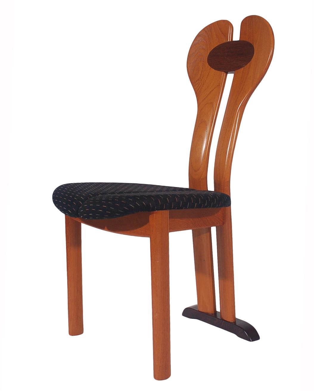 Set of Six Midcentury Danish Postmodern Dining Chairs in Teak and Rosewood 5