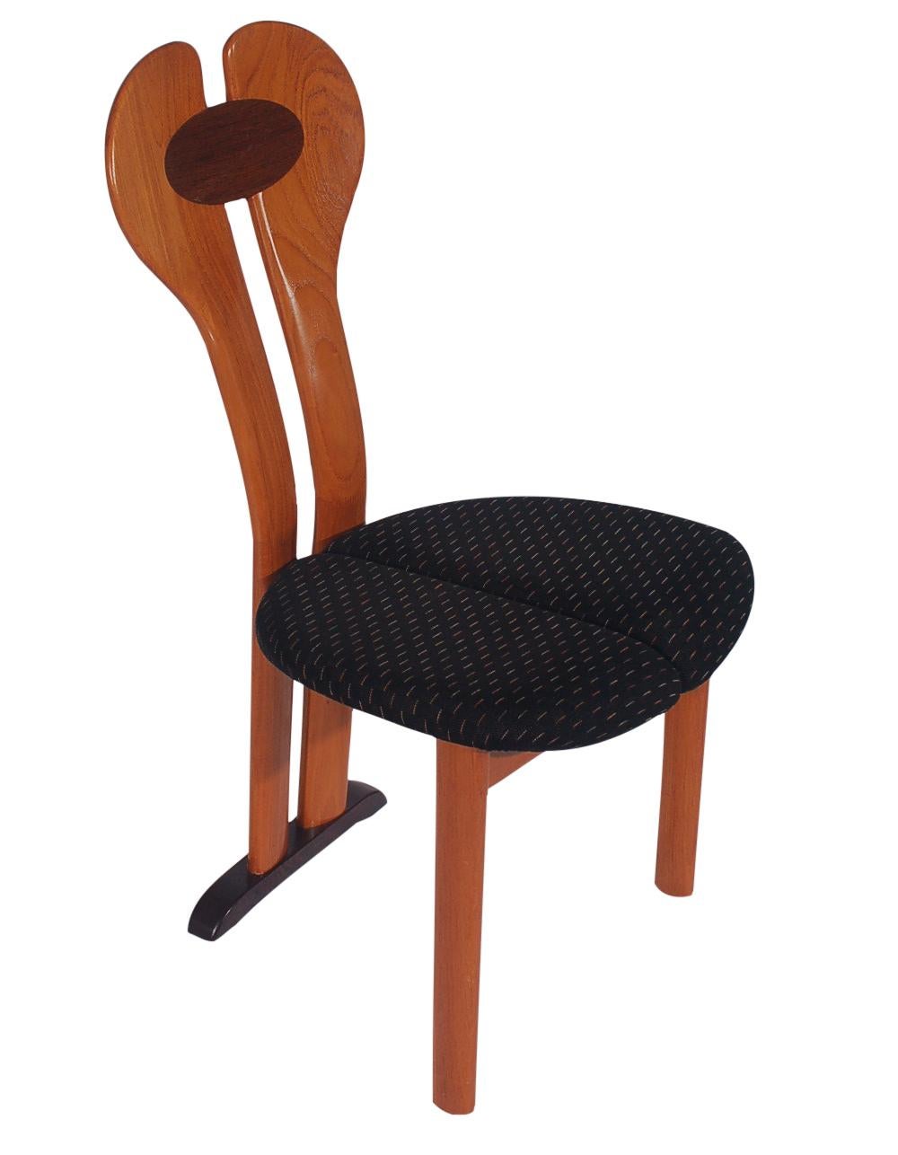 Set of Six Midcentury Danish Postmodern Dining Chairs in Teak and Rosewood 6