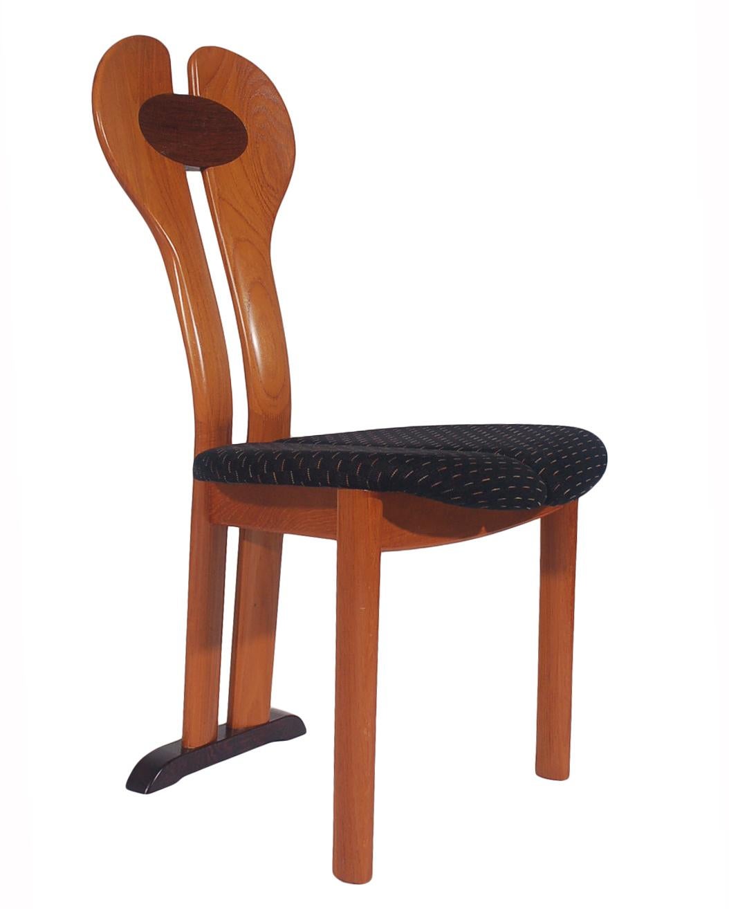 Scandinavian Modern Set of Six Midcentury Danish Postmodern Dining Chairs in Teak and Rosewood