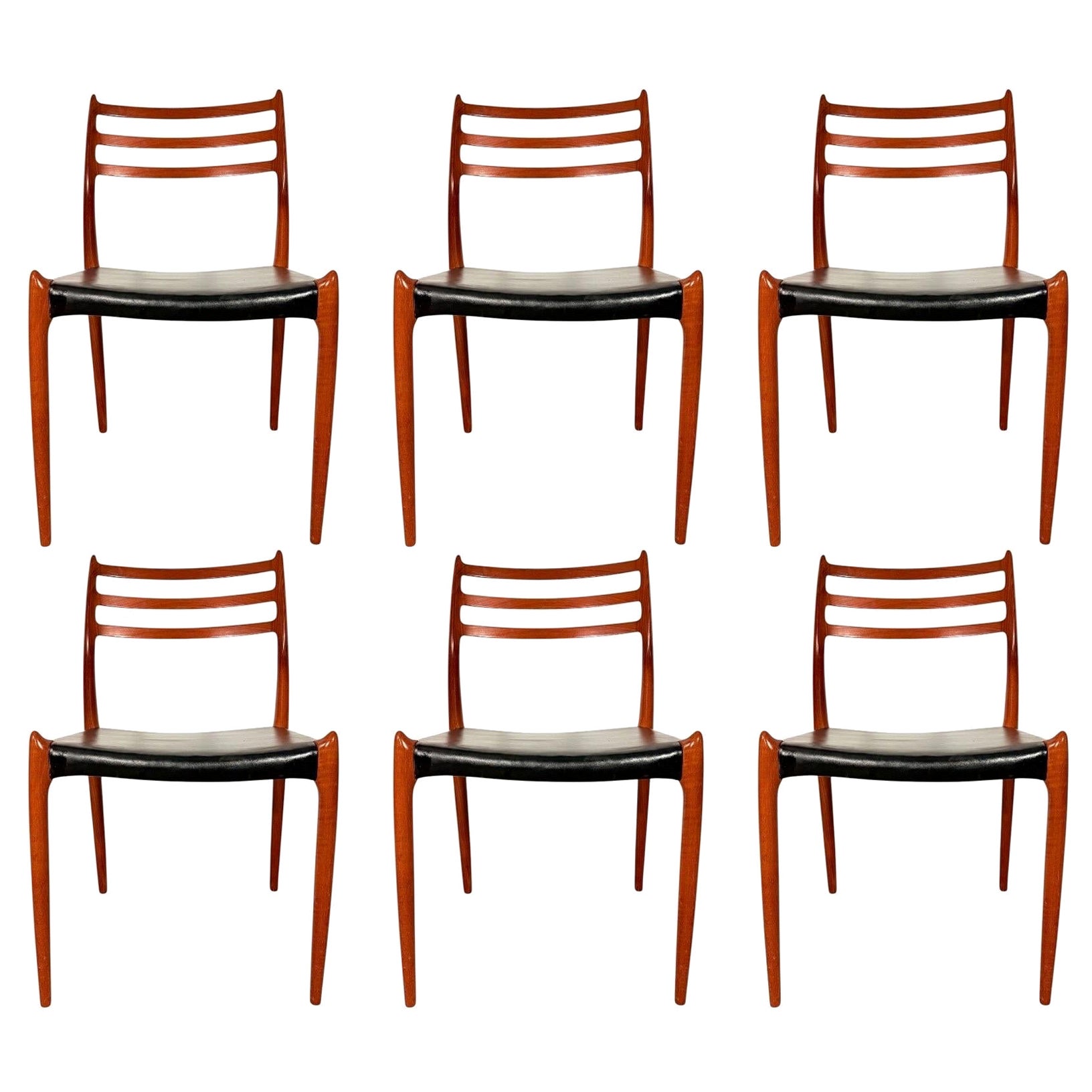 Set of Six Mid-Century Danish Teak Dining Chairs by Niels Otto Møller, Model 78