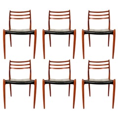 Set of Six Mid-Century Danish Teak Dining Chairs by Niels Otto Møller, Model 78