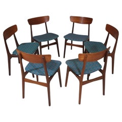 Set of Six Mid-century Danish Teak Dining Chairs for Reupholstery