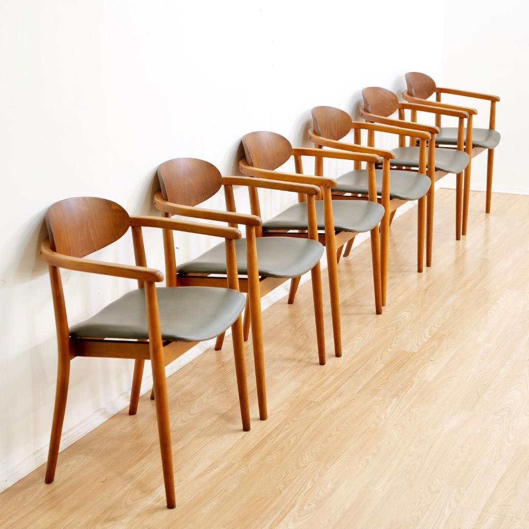 Sechser-Set Mid Century Esszimmerstühle von Antonin Suman für Ligna im Angebot 1