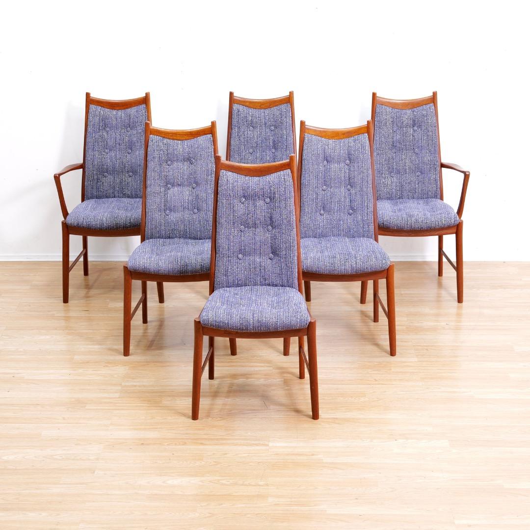 Wood Set of Six Mid Century Dining Chairs by McIntosh Furniture For Sale