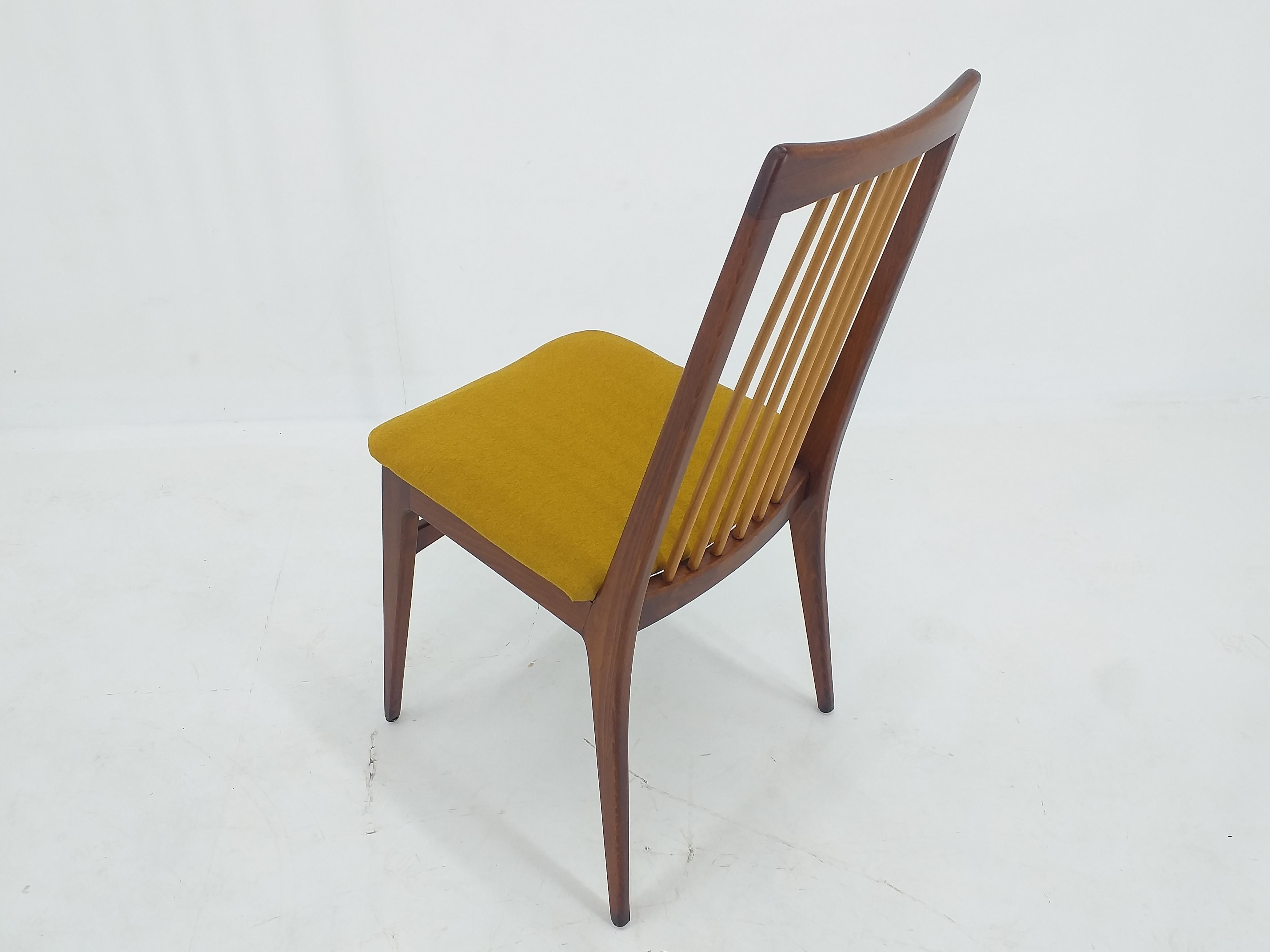 Fabric Set of Six Mid Century Dining Chairs, Denmark, 1970s For Sale