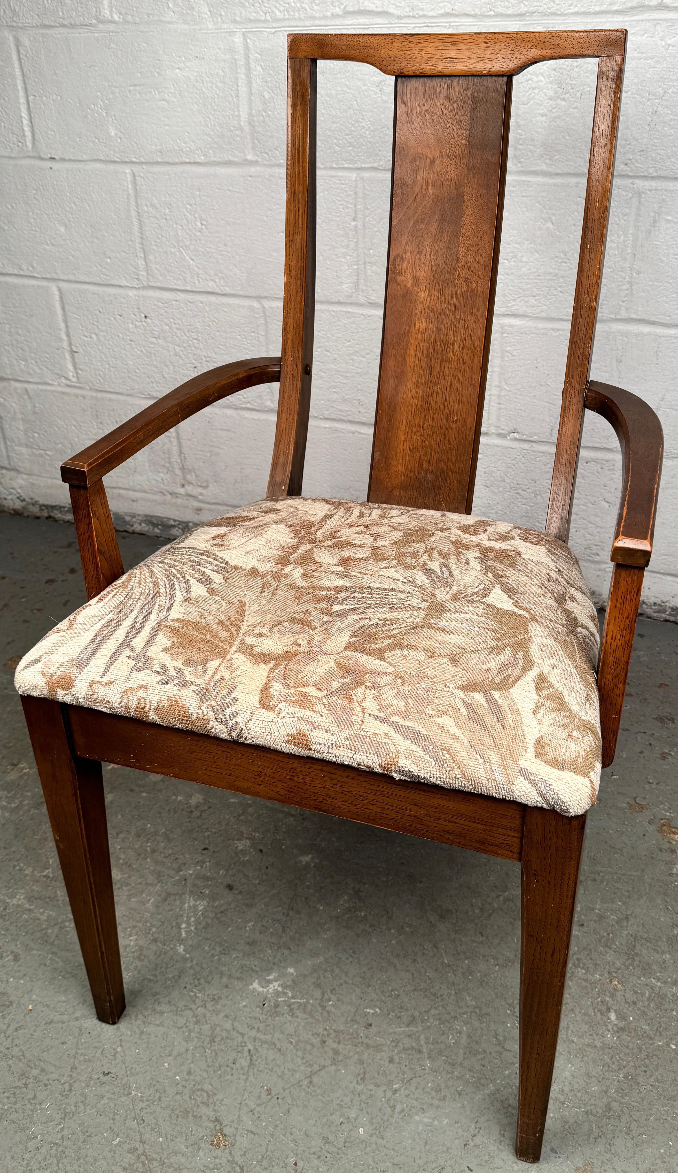 Fabric Set of Six Mid-Century Dining Chairs For Sale