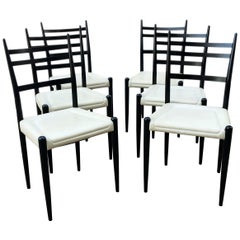 Set of Six Midcentury Dining Chairs, Gio Ponti, Italy, 1950s