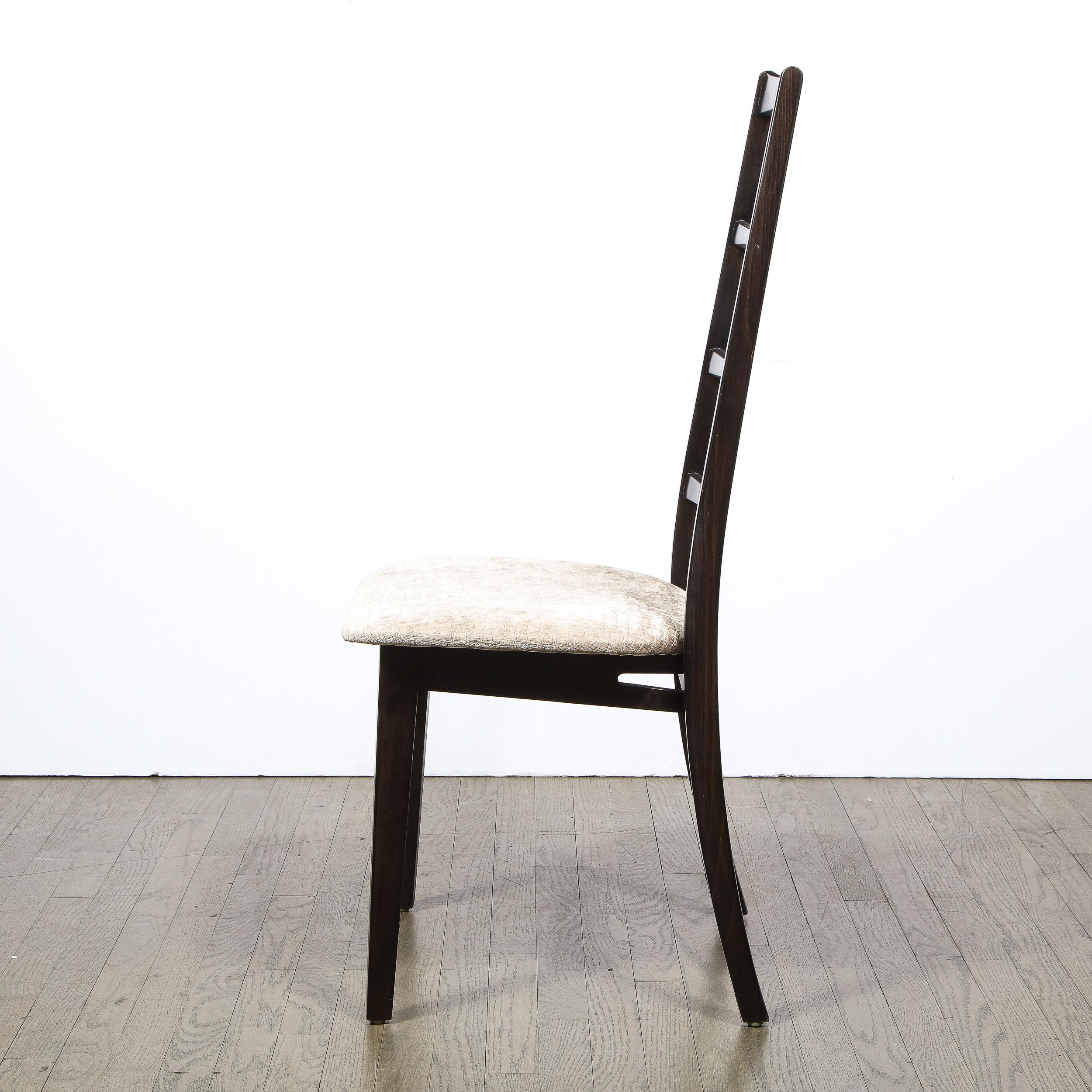 Mid-20th Century Set of Six Mid Century Ebonized Teak & Gauffraged Velvet Chairs by Niels Koefoed