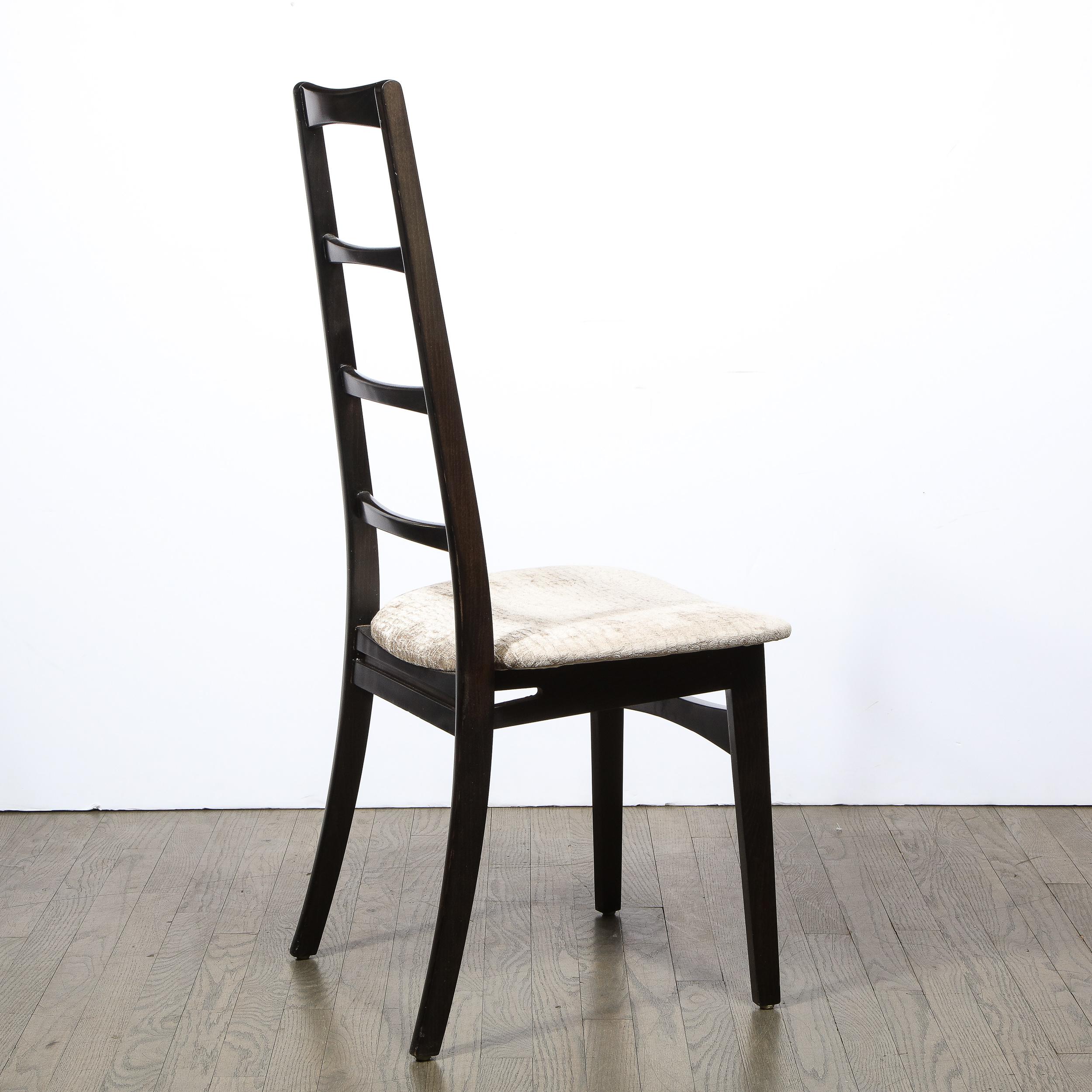 Set of Six Mid Century Ebonized Teak & Gauffraged Velvet Chairs by Niels Koefoed 3
