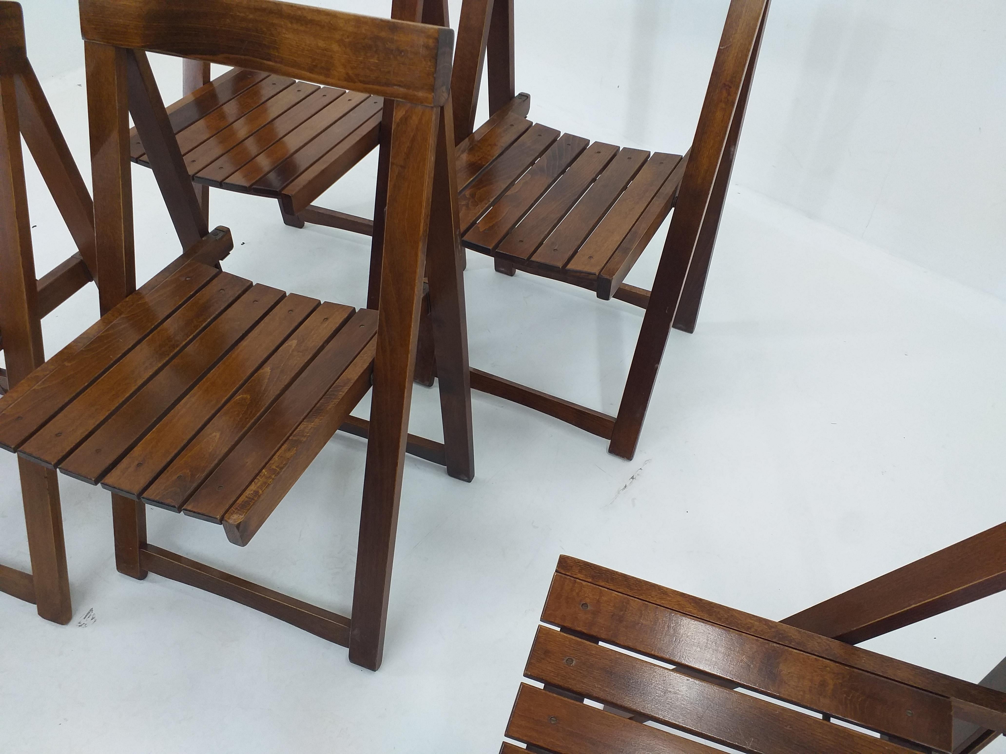 Set of Six Mid Century Folding Chairs Aldo Jacober for Alberto Bazzani, 1960s For Sale 5