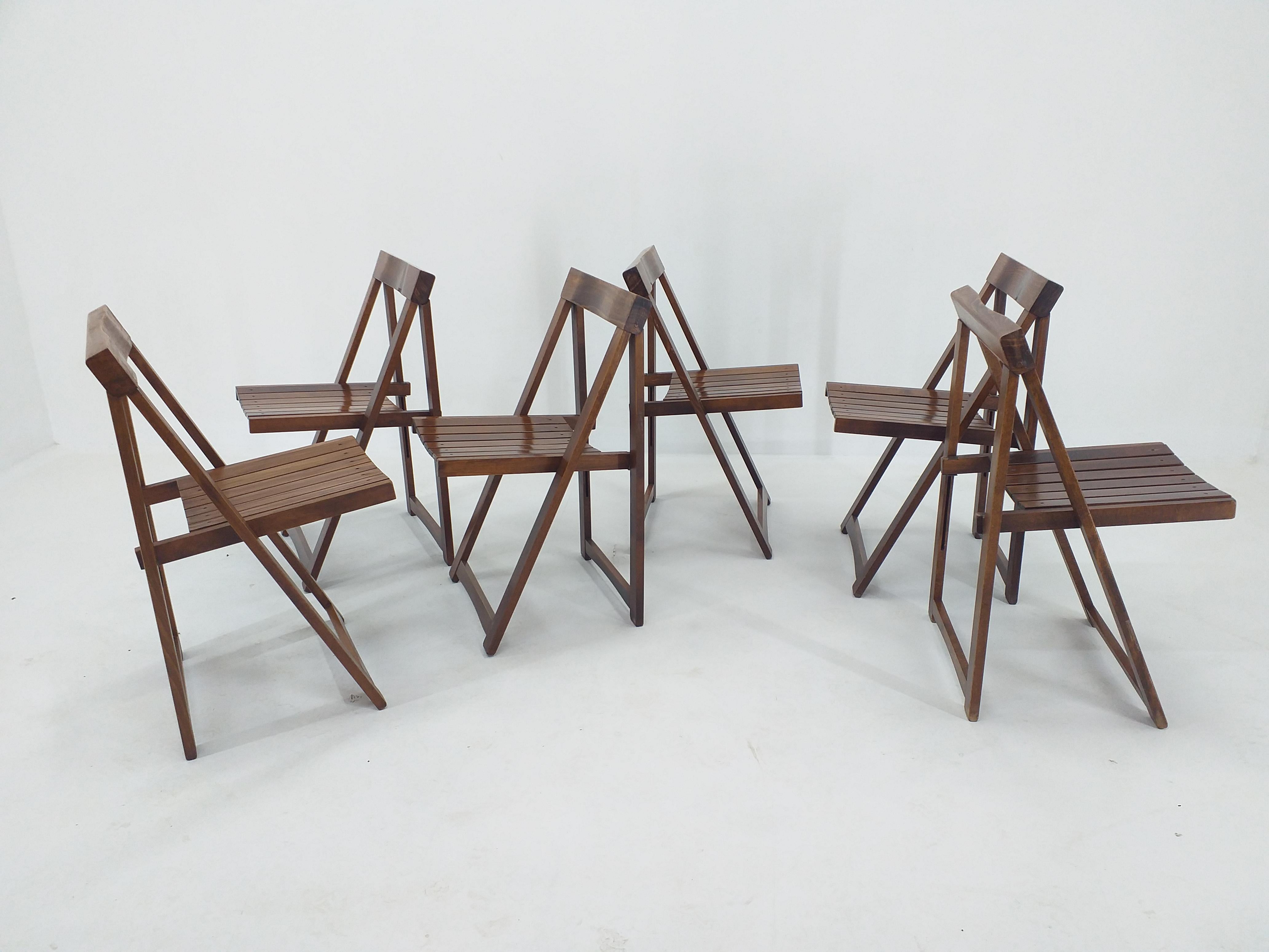 Set di sei sedie pieghevoli di metà secolo Aldo Jacober per Alberto Bazzani, anni '60 in vendita 1