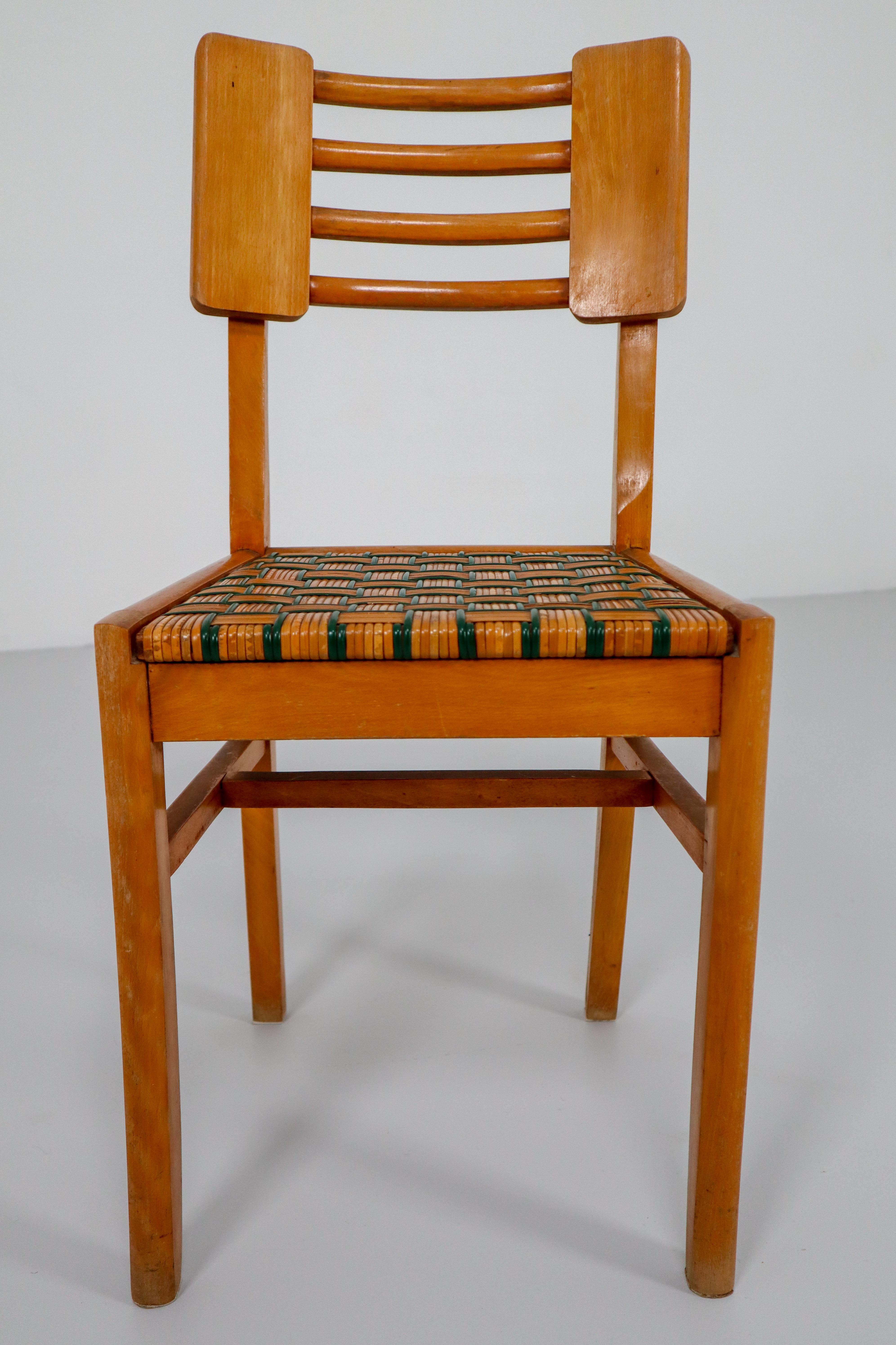 20th Century Set of Six Midcentury French Dinner Chairs, circa 1950