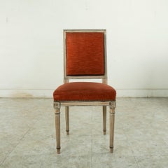 Set of Six Midcentury French Louis XVI Style Painted Side Chairs, Dining Chairs