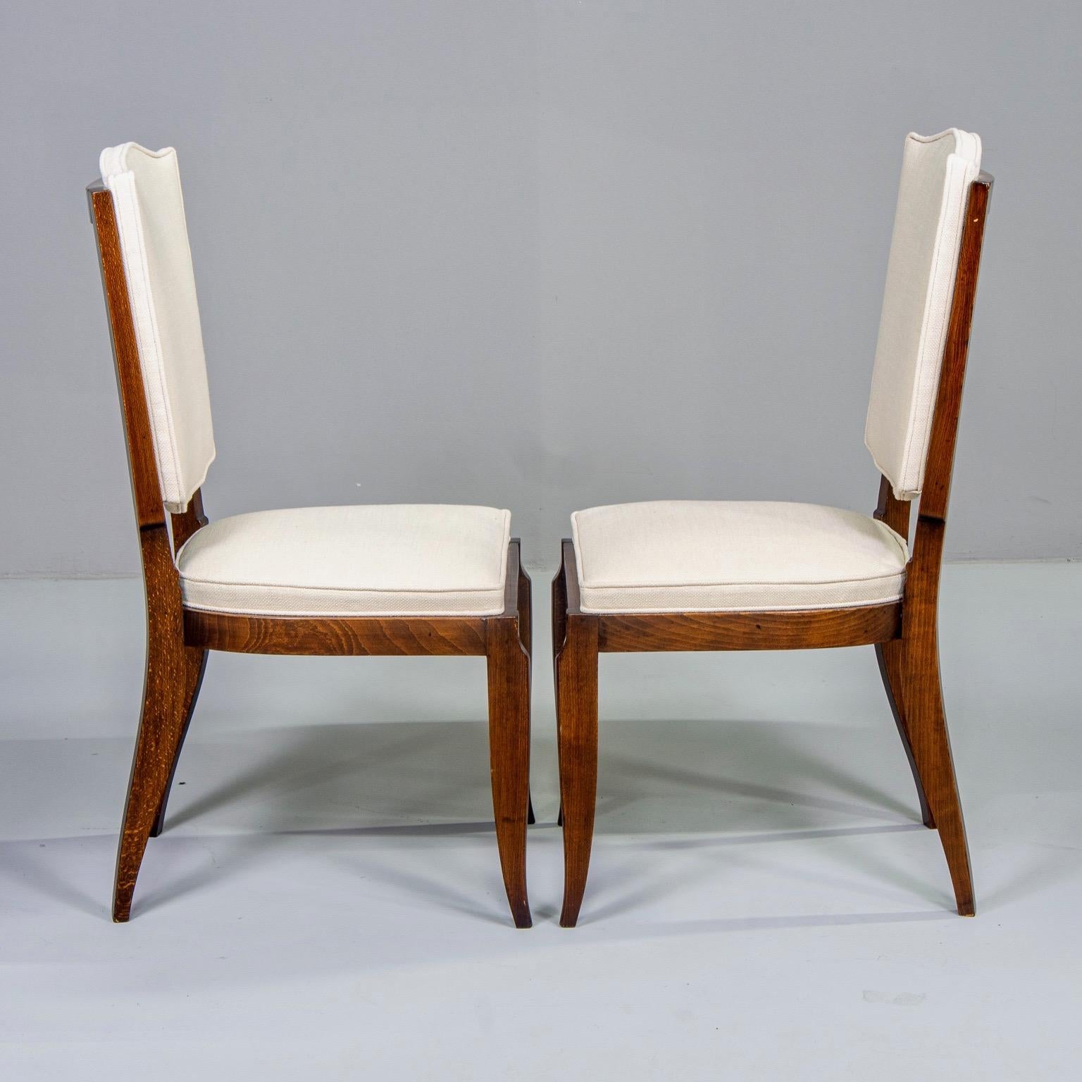 Set of Six Midcentury French Polished Beech Frame Chairs with New Upholstery 1