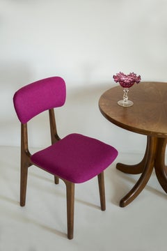 Set of Six Mid Century Fuchsia Pink Wool Chairs, Rajmund Halas, Europe, 1960s