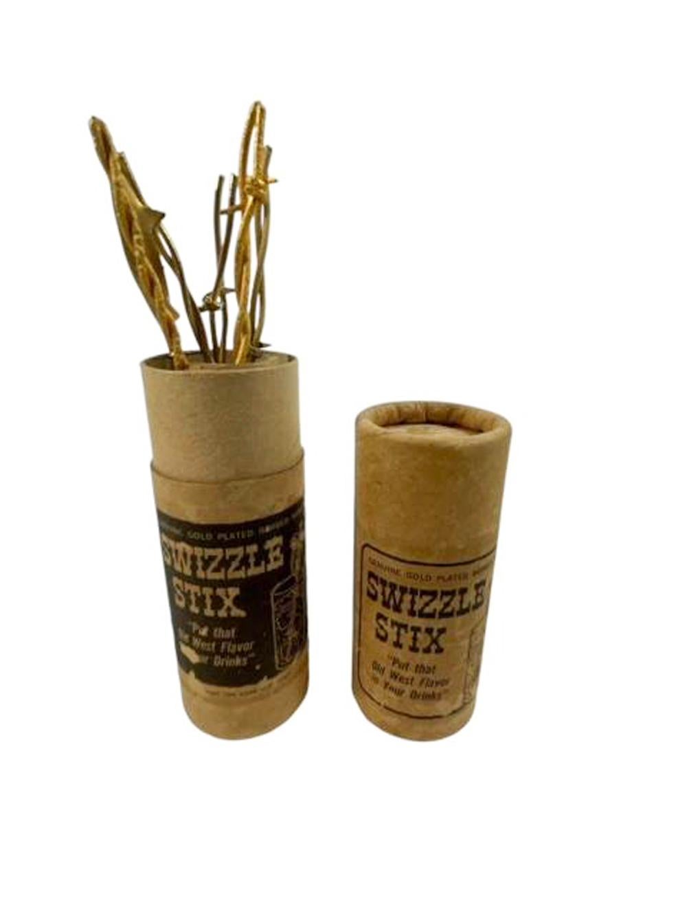 American Set of Six Mid-Century Gilded Barbed Wire Cocktail Stirrers / 