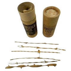 Set of Six Mid-Century Gilded Barbed Wire Cocktail Stirrers / "Swizzle Stix"