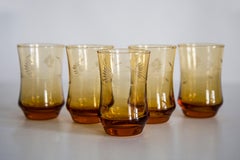 Set of Six Mid Century Glasses and Yellow Pot, Murano, Europe, 1960s