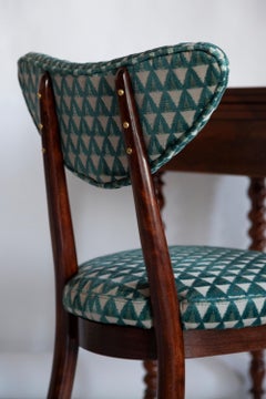 Set di sei sedie a cuore di metà secolo in velluto verde amuleto, Europa, anni '60