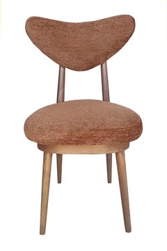 Set of Six Mid Century Heart Chairs in Brown Orange Velvet, Europe, 1960s
