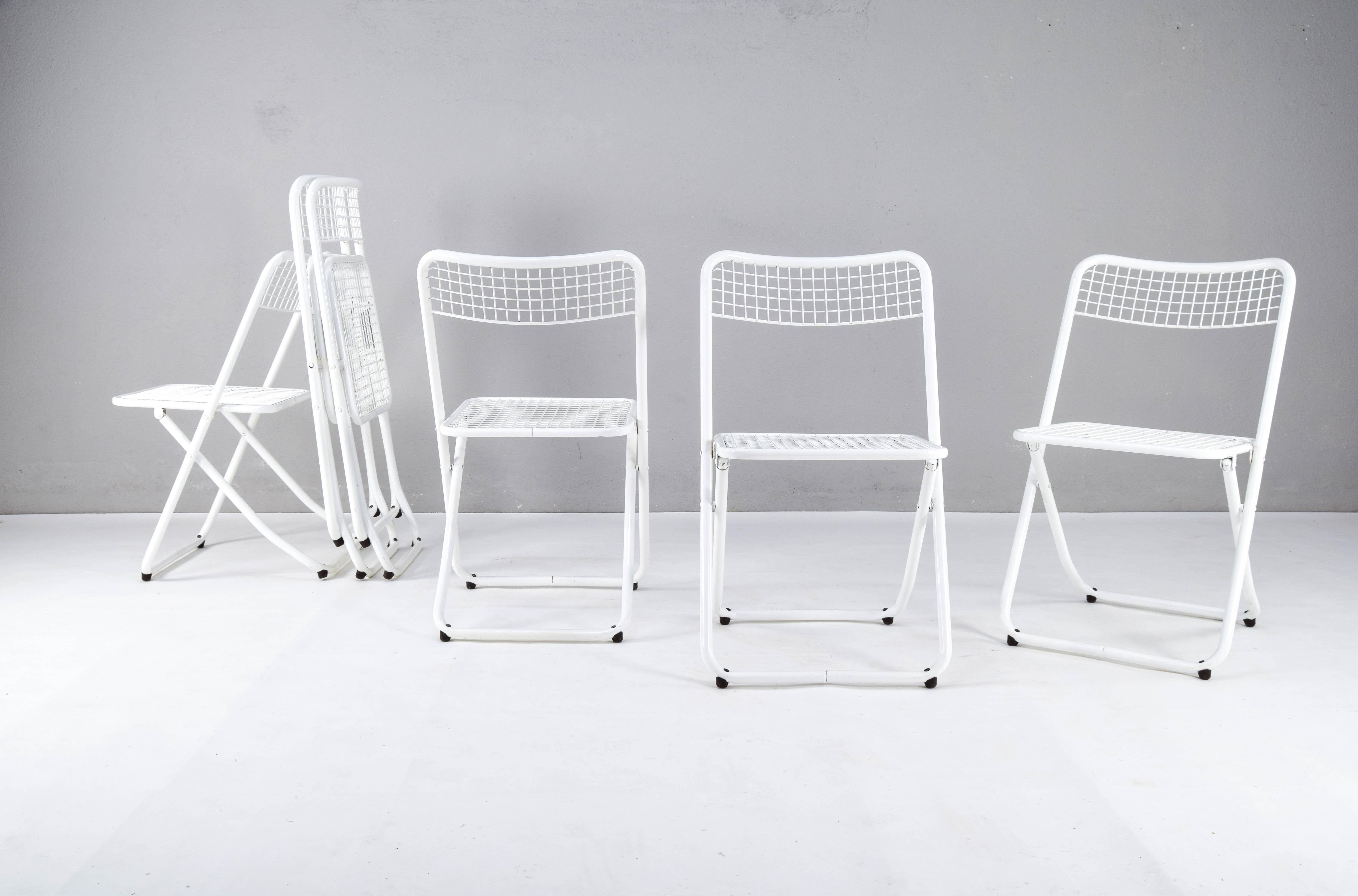 Mid-Century Modern Set of Six Mid-Century Industrial Folding Garden Chairs by Federico Giner, Spain