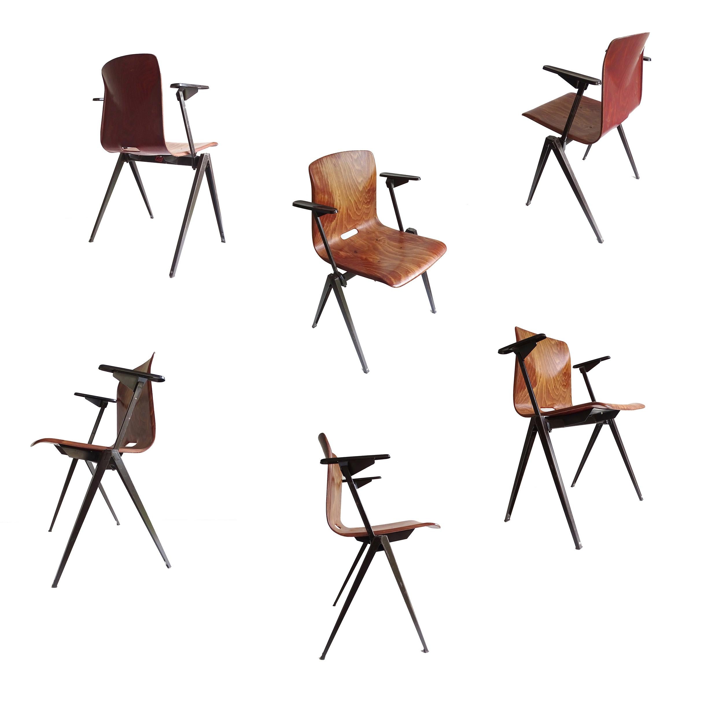 Mid-20th Century Six 1960s Galvanitas Chairs, Industrial  For Sale