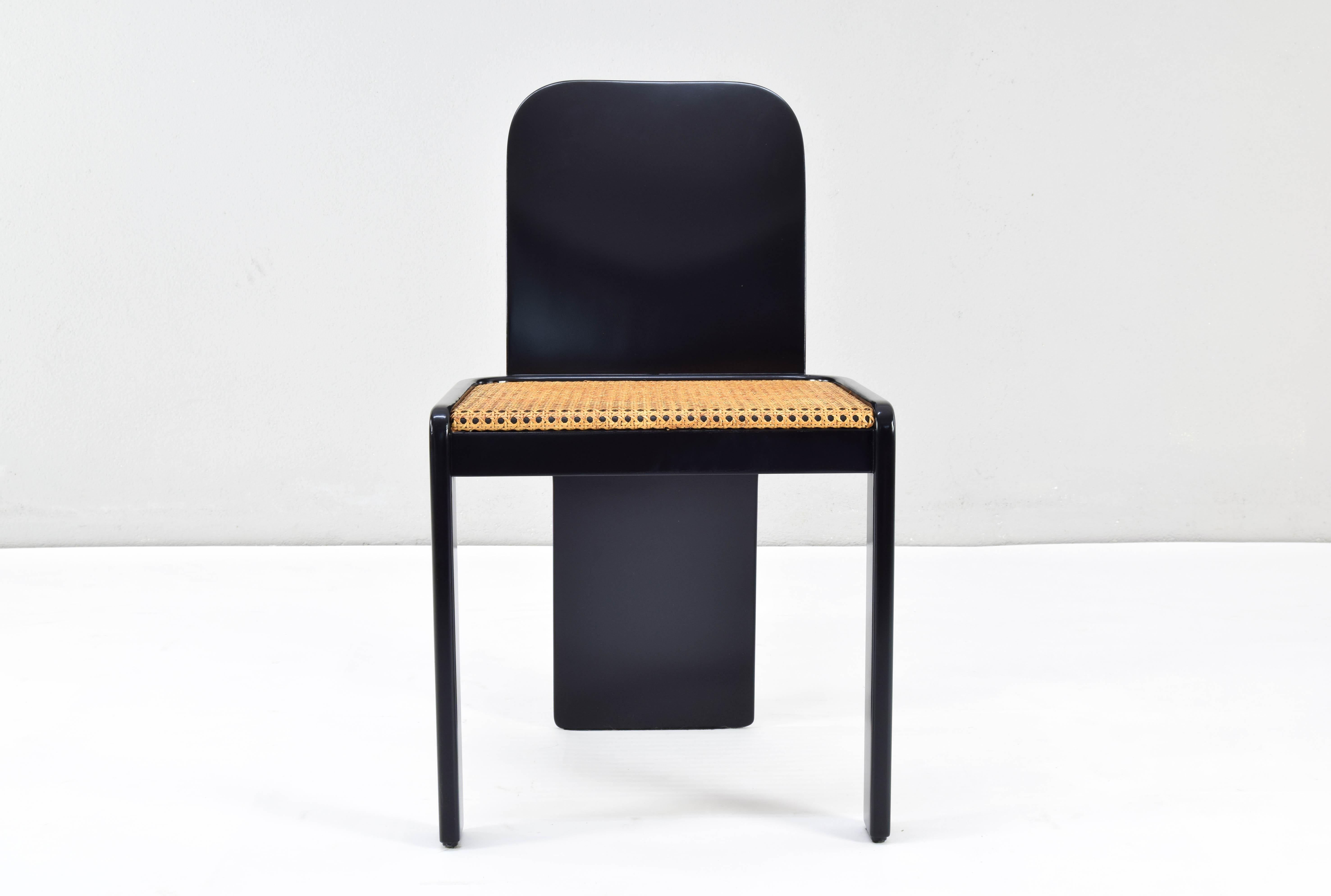 Set of Six Mid Century Italian Modern Chairs by P. Molinari for Pozzi Milano 70s 2