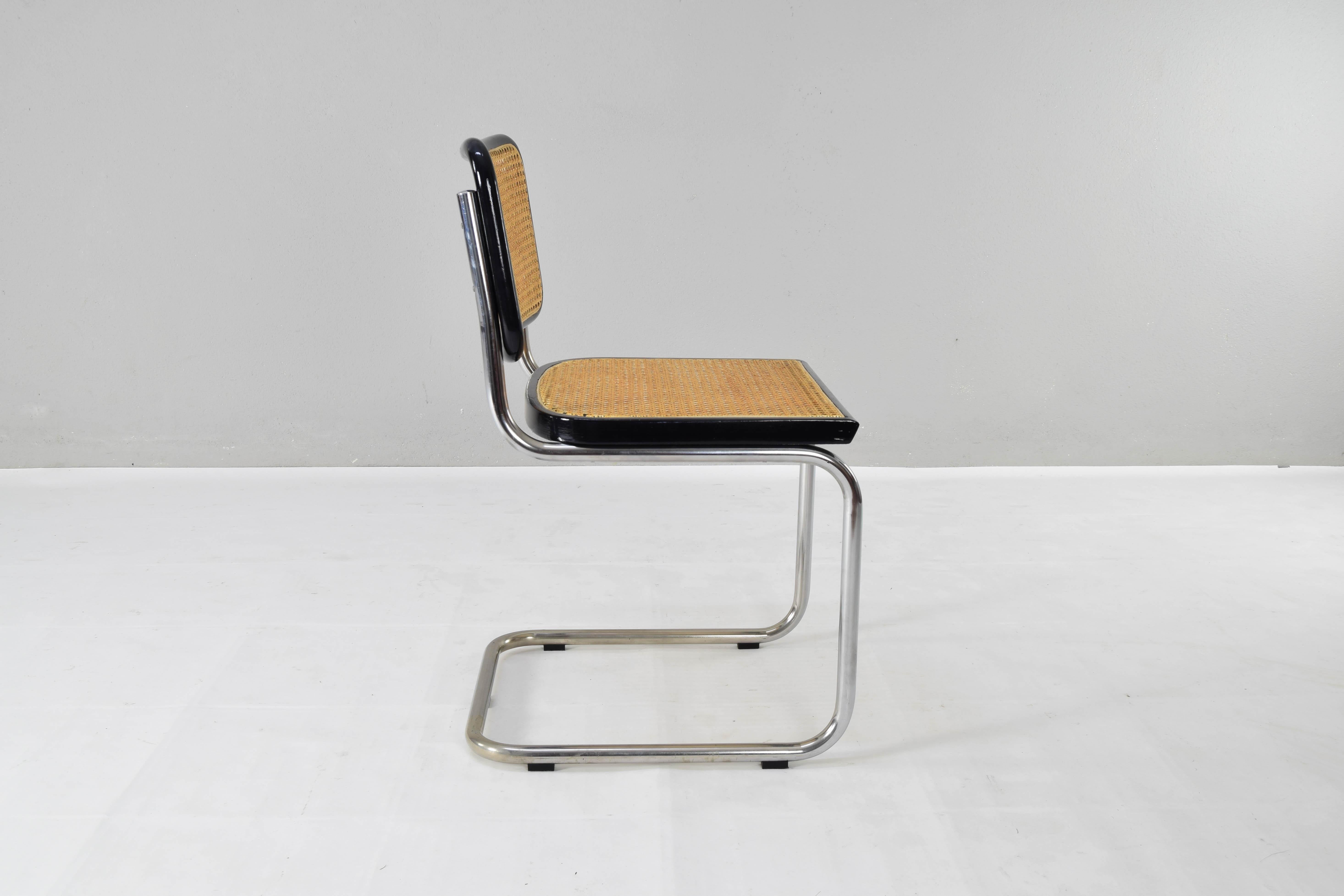 Set of Six Mid-century Italian Modern Marcel Breuer Cesca Chairs 70s 4