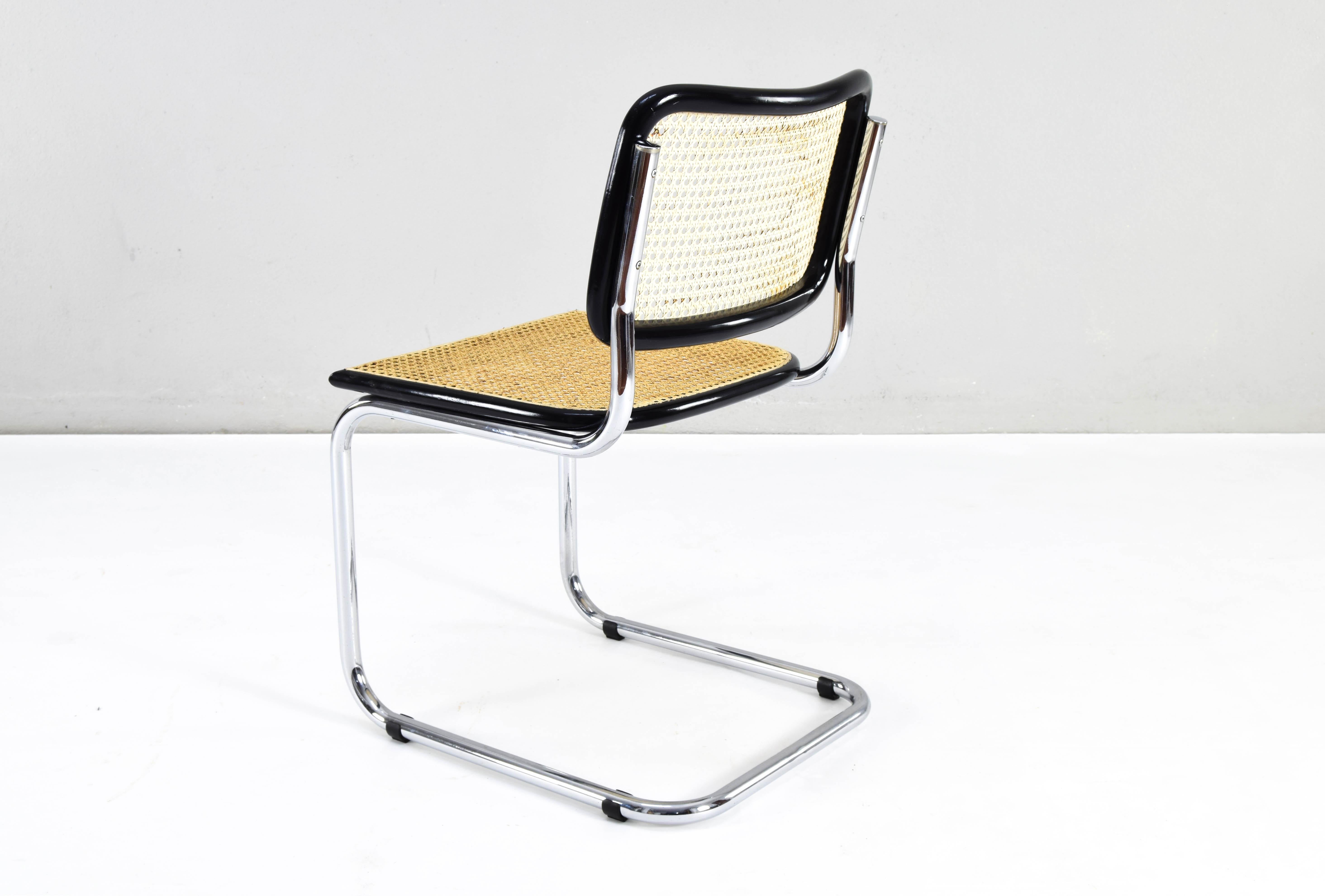 Set of Six Mid-century Italian Modern Marcel Breuer Cesca Chairs 70s For Sale 5