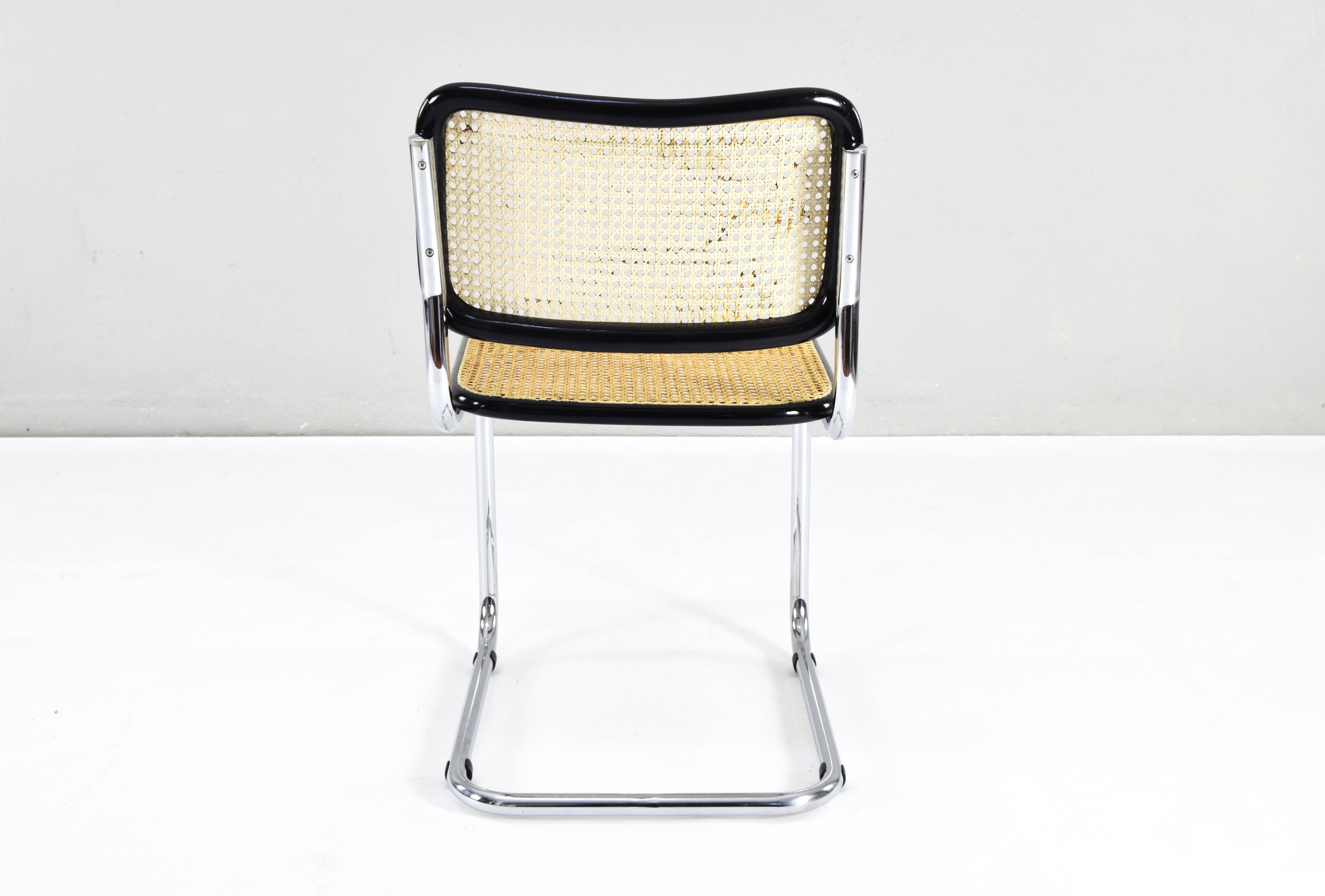 Set of Six Mid-century Italian Modern Marcel Breuer Cesca Chairs 70s For Sale 6