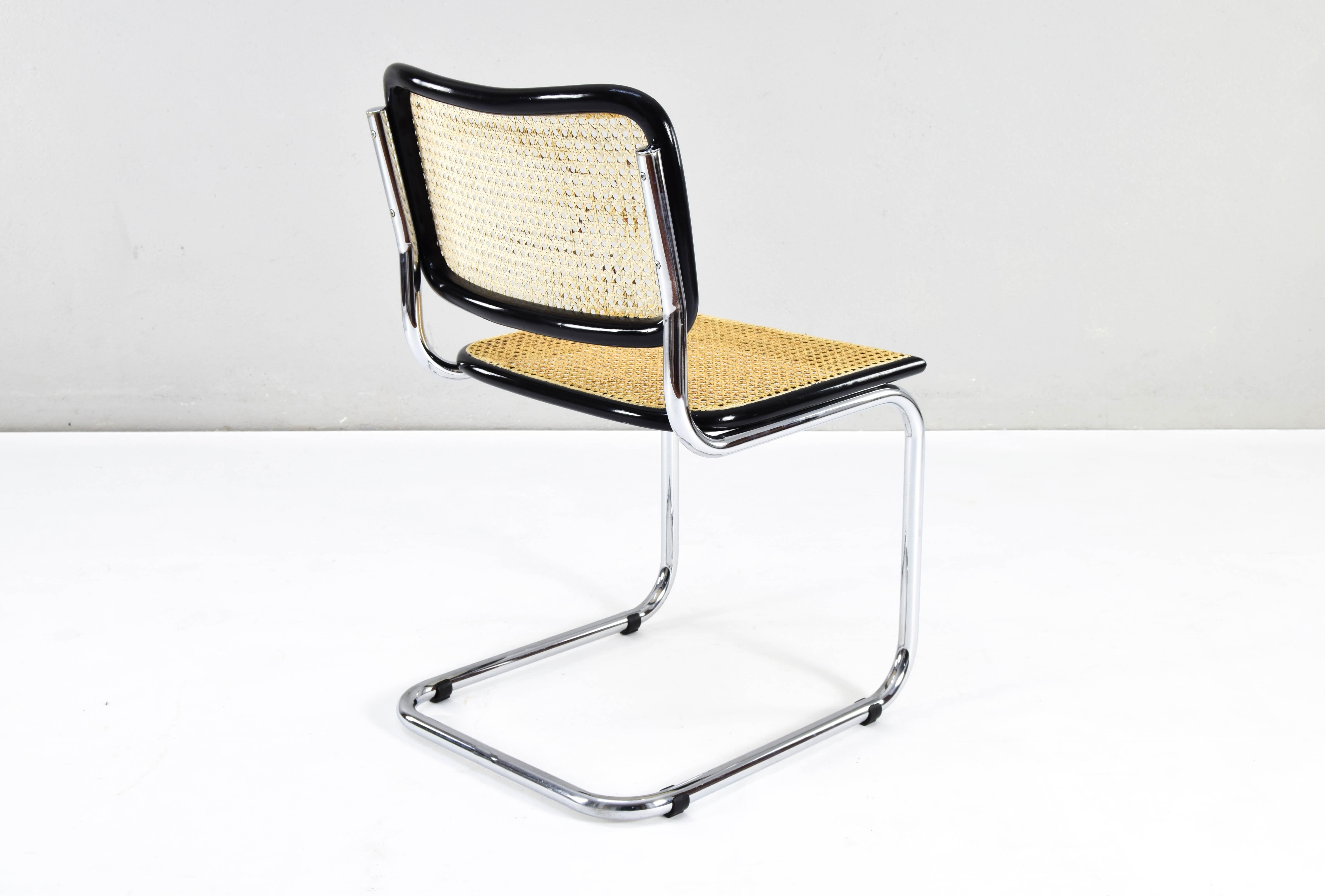 Set of Six Mid-century Italian Modern Marcel Breuer Cesca Chairs 70s For Sale 7
