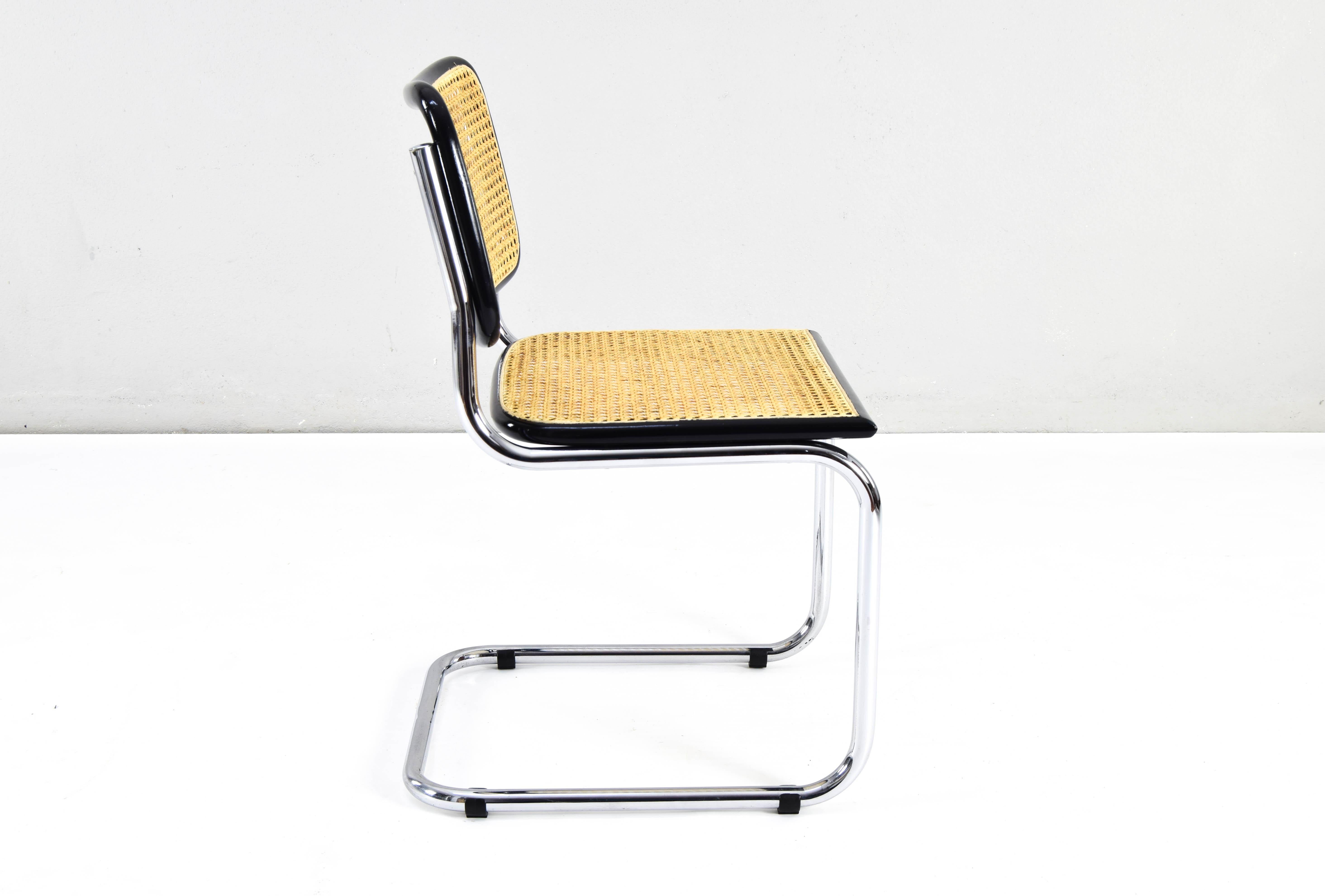 Set of Six Mid-century Italian Modern Marcel Breuer Cesca Chairs 70s For Sale 8