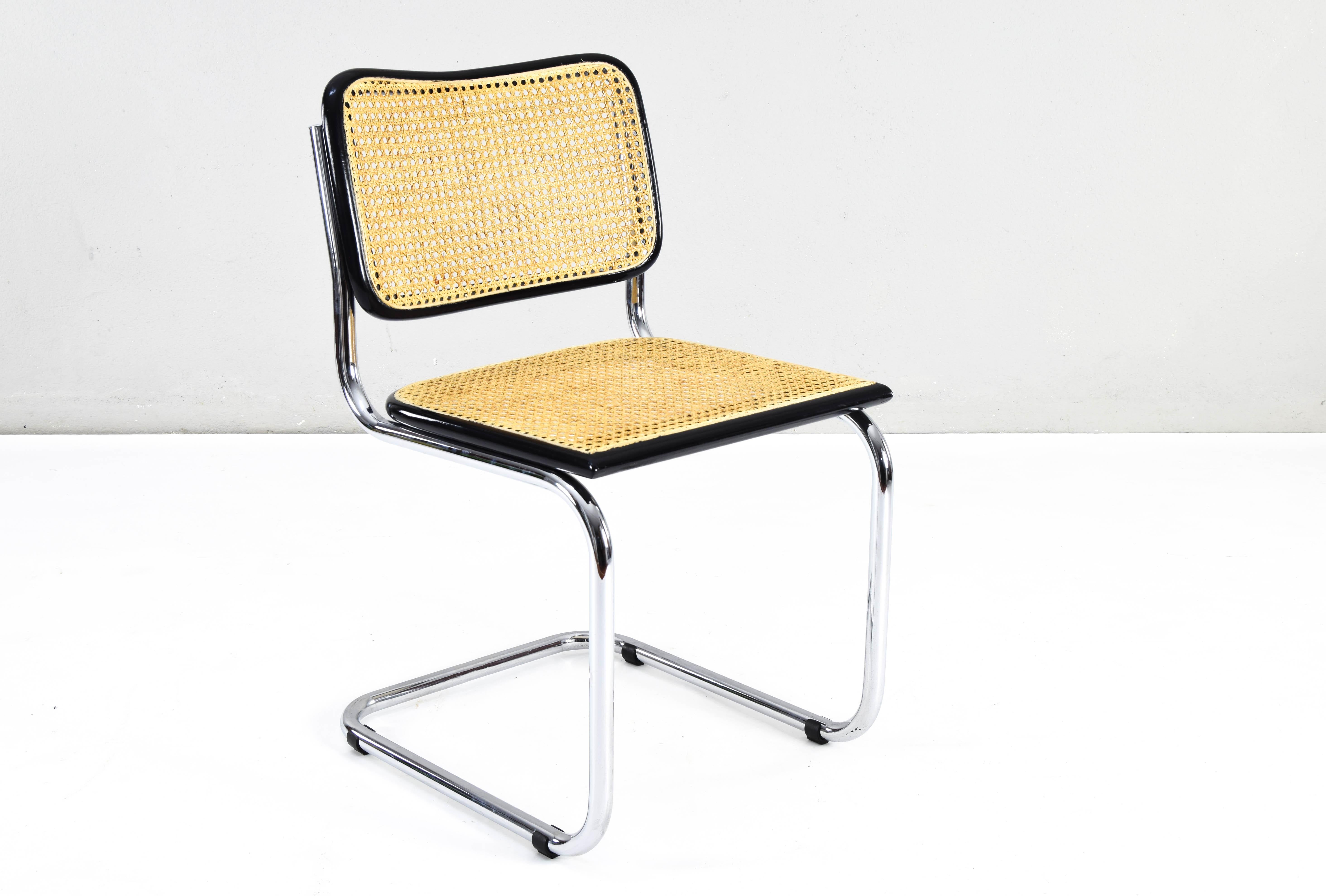 Set of Six Mid-century Italian Modern Marcel Breuer Cesca Chairs 70s For Sale 9