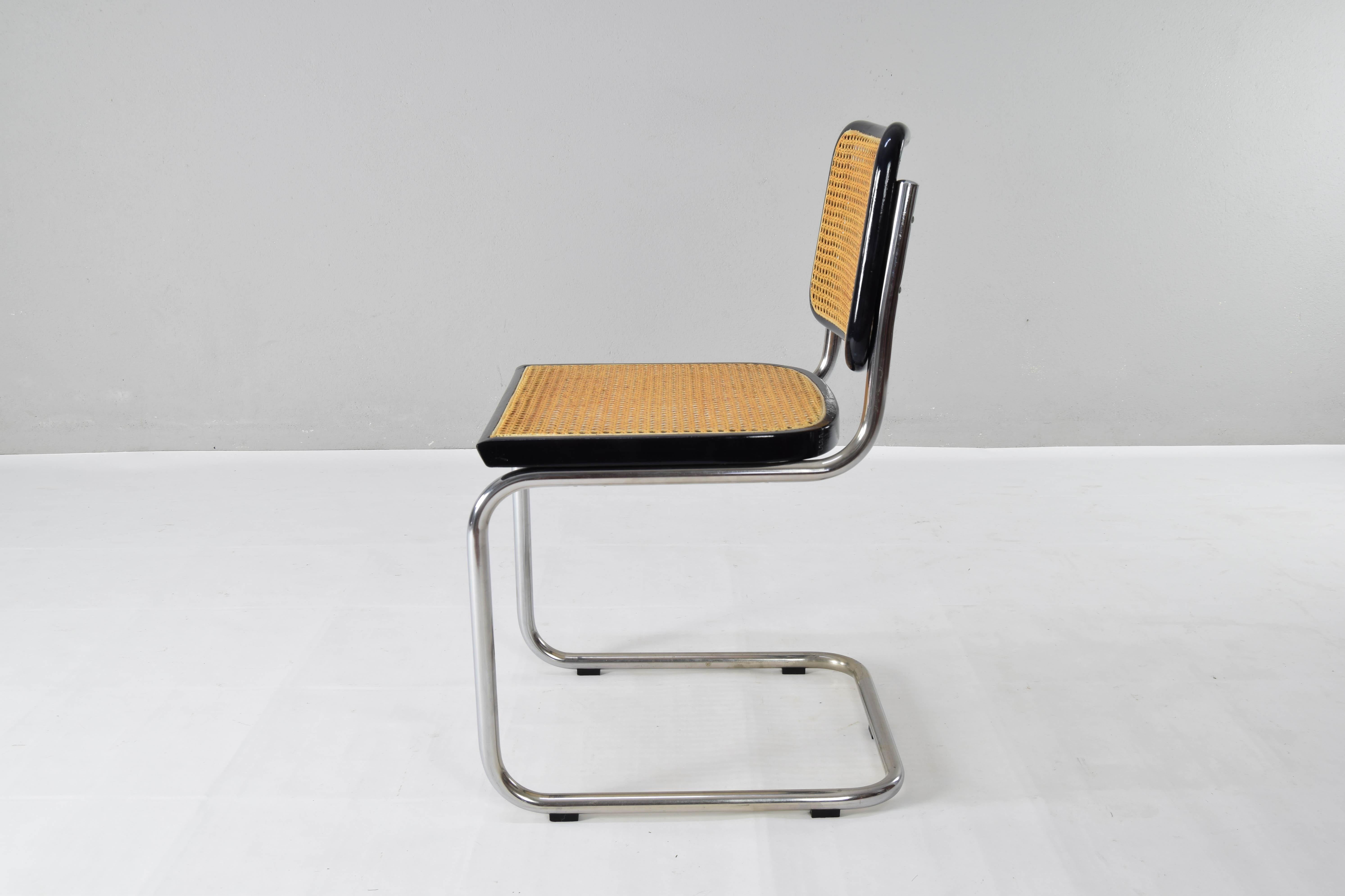 Steel Set of Six Mid-century Italian Modern Marcel Breuer Cesca Chairs 70s
