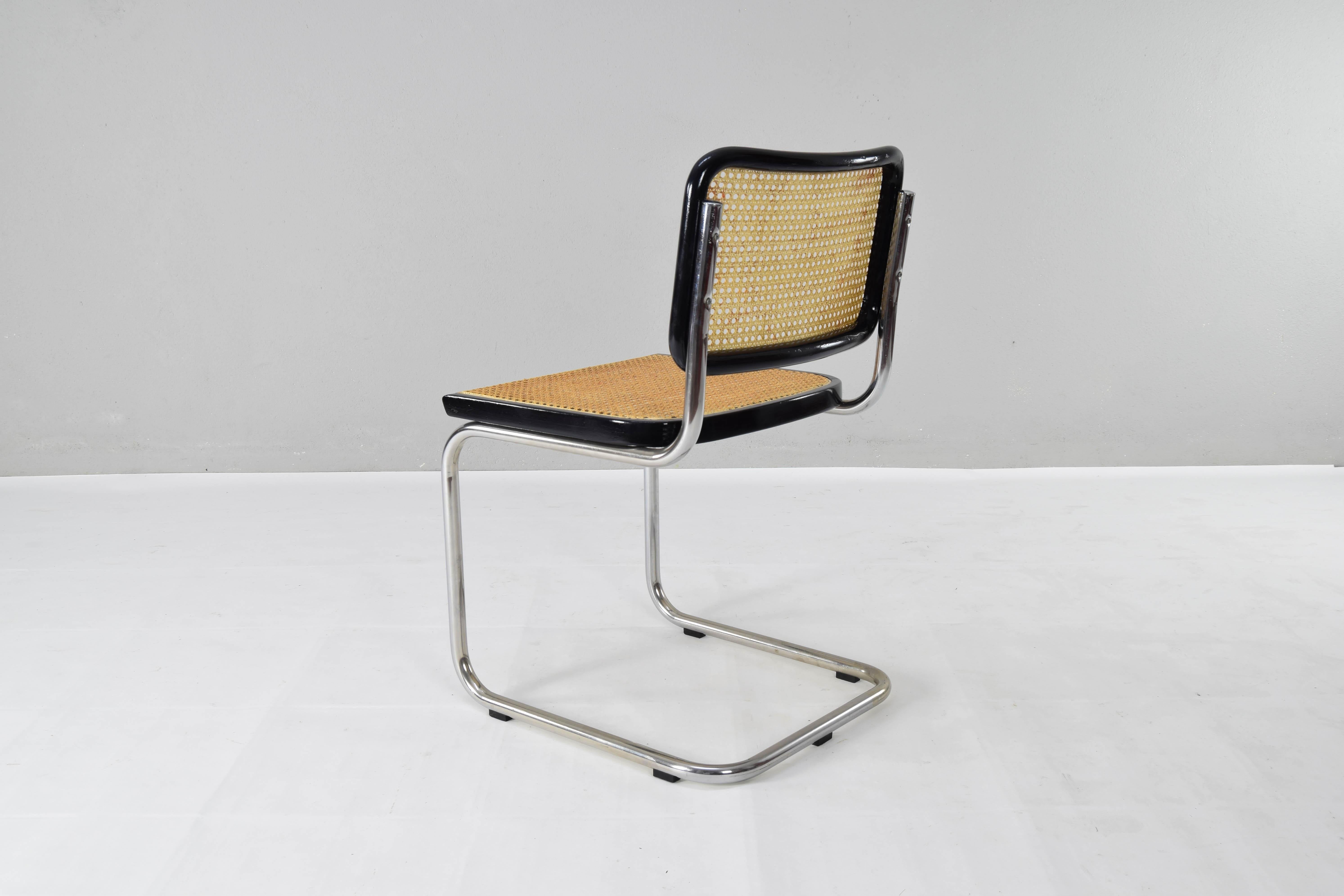 Set of Six Mid-century Italian Modern Marcel Breuer Cesca Chairs 70s 1