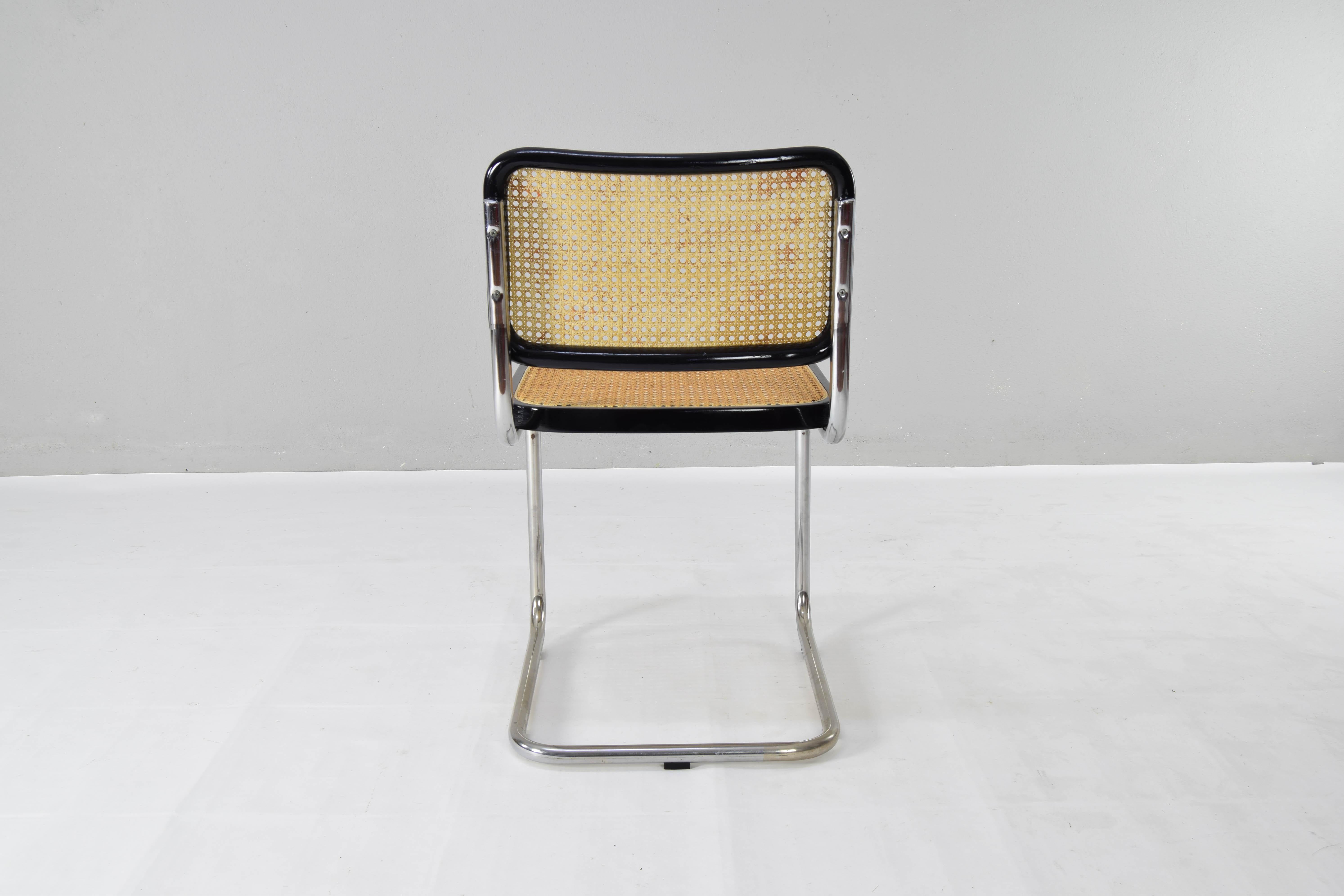Set of Six Mid-century Italian Modern Marcel Breuer Cesca Chairs 70s 2