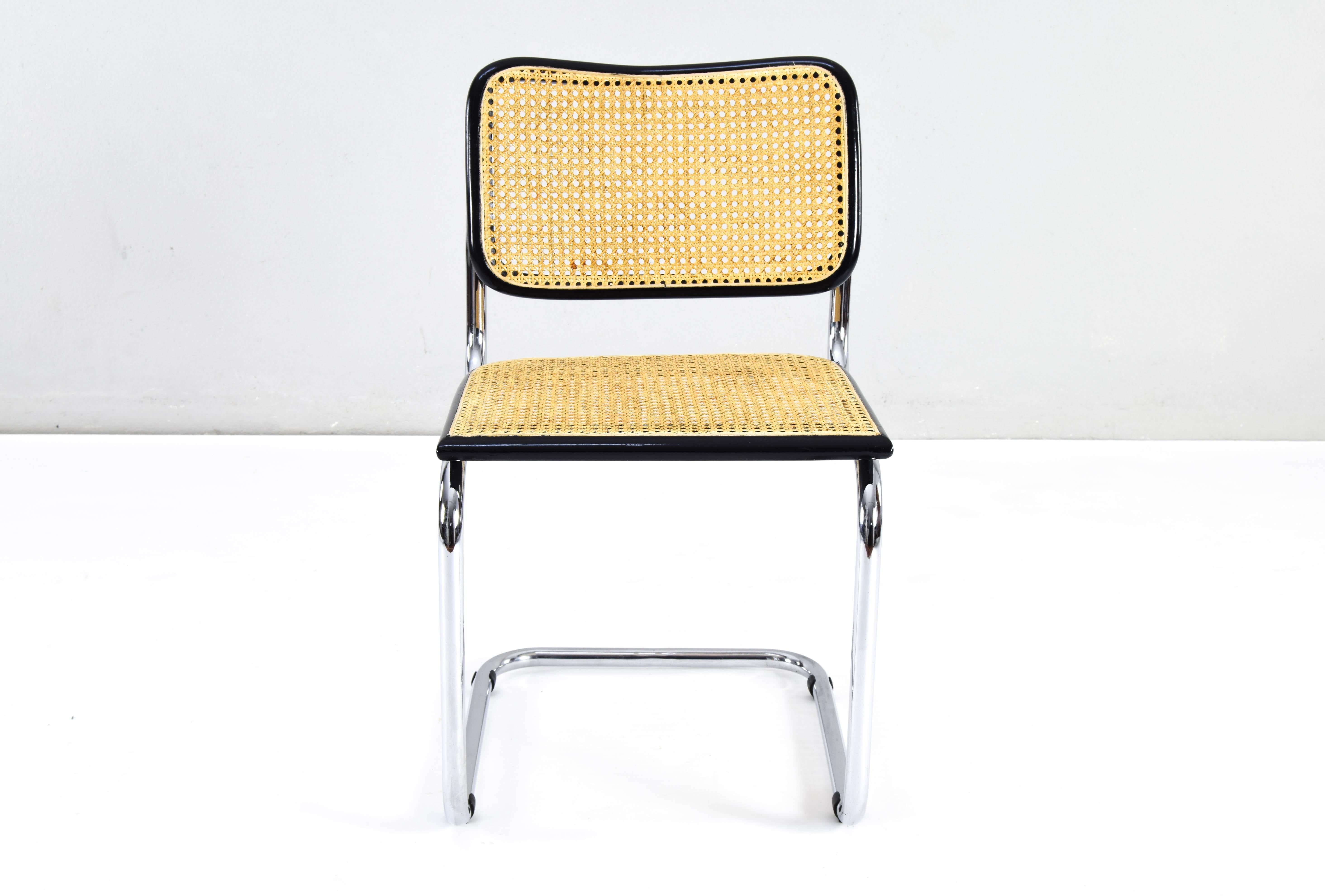 Set of Six Mid-century Italian Modern Marcel Breuer Cesca Chairs 70s For Sale 2