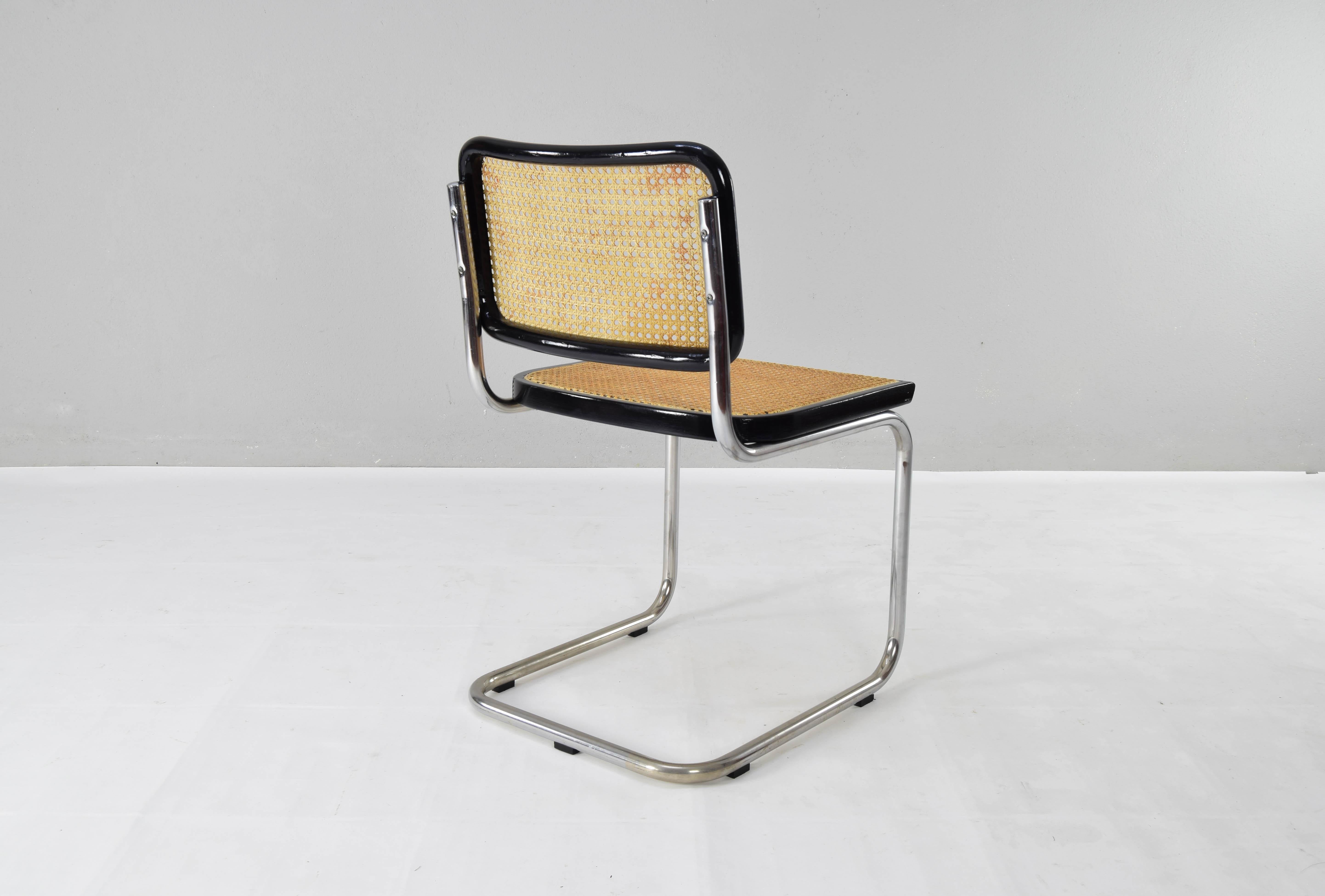Set of Six Mid-century Italian Modern Marcel Breuer Cesca Chairs 70s 3