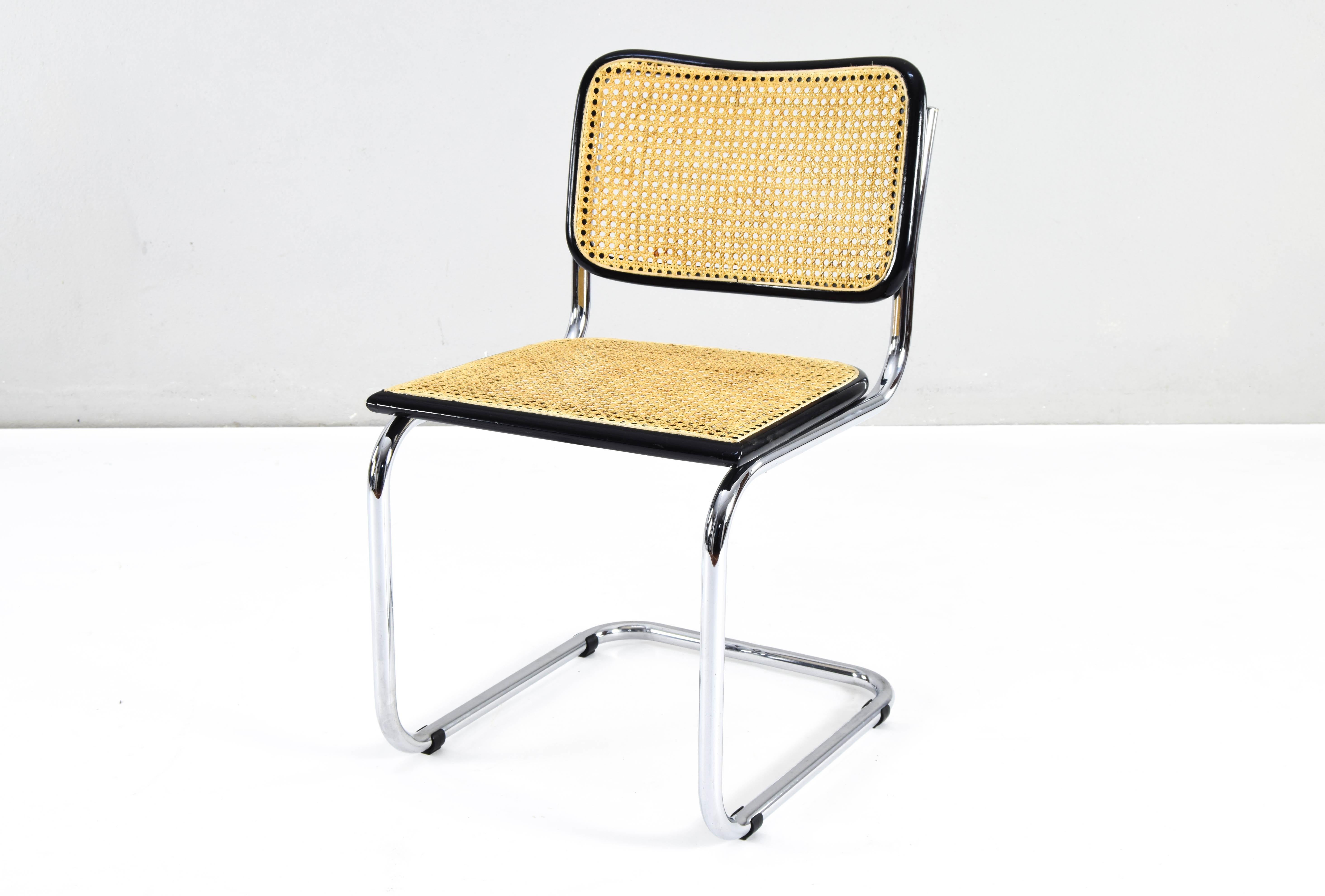 Set of Six Mid-century Italian Modern Marcel Breuer Cesca Chairs 70s For Sale 3