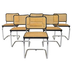 Set of Six Mid-century Italian Modern Marcel Breuer Cesca Chairs 70s