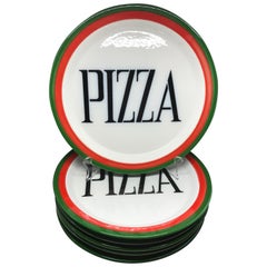 Set of Six Midcentury Italian Pizza Plates