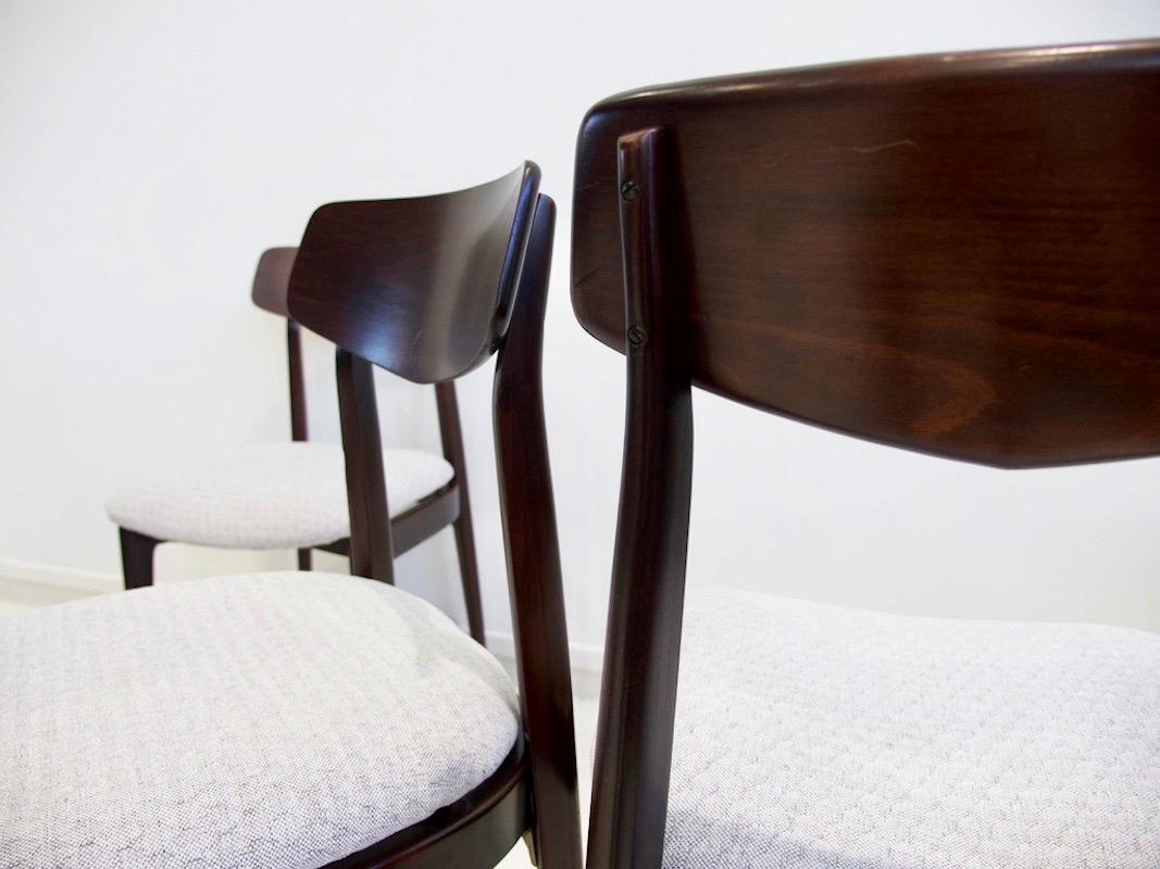Fabric Set of Six Mid-Century Italian Wooden Dining Chairs For Sale
