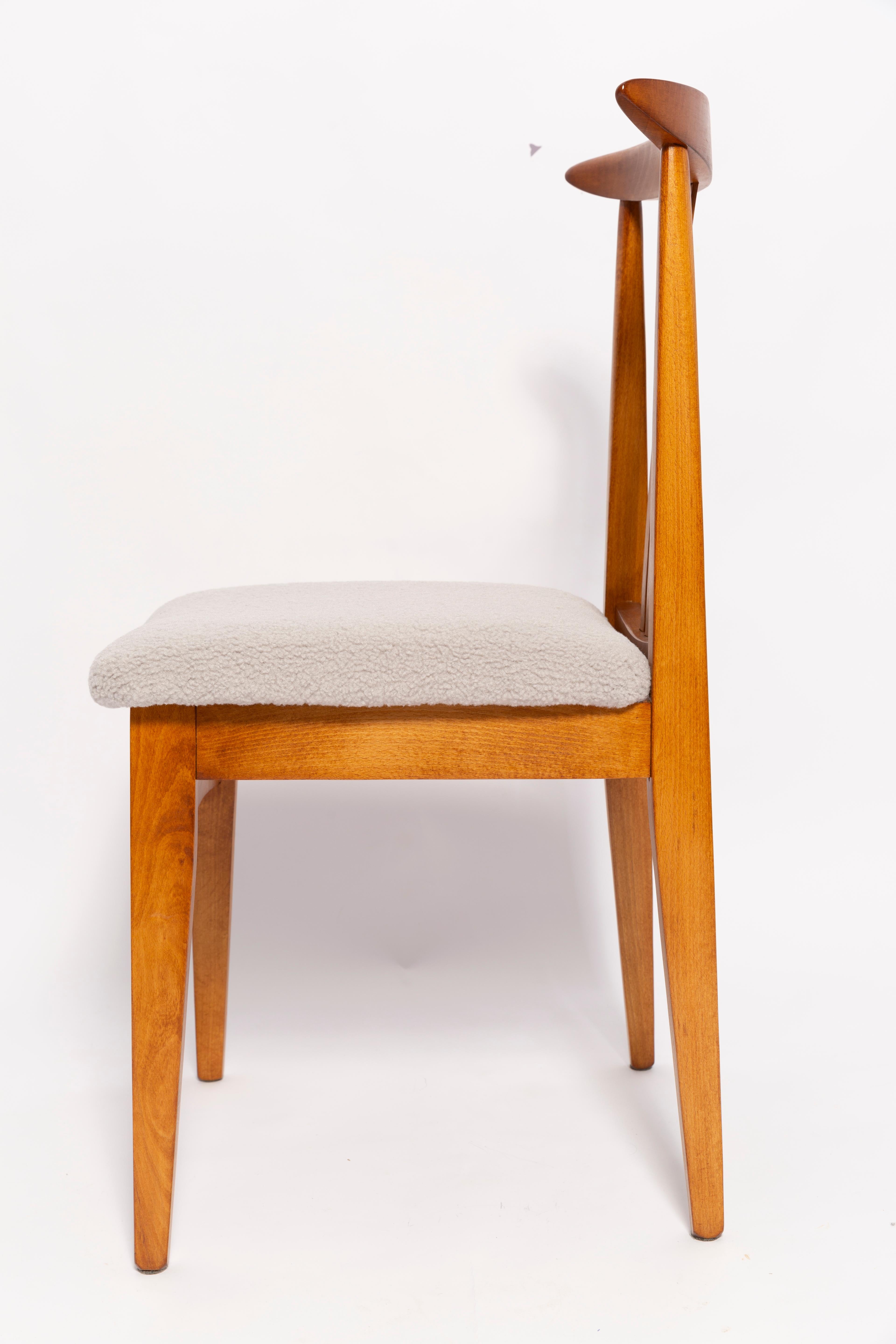 Bouclé Set of Six Mid-Century Linen Boucle Chairs, by M. Zielinski, Europe, 1960s For Sale